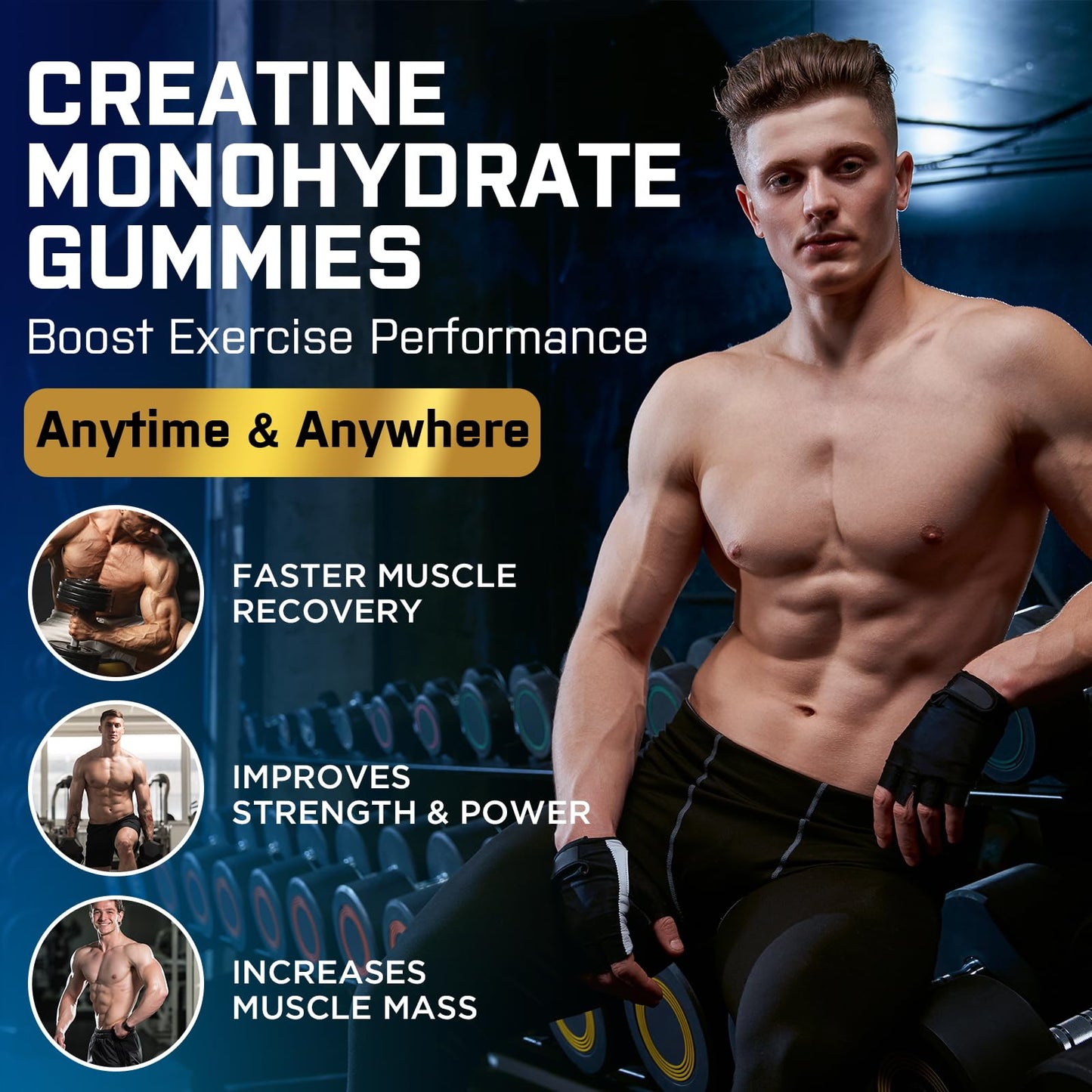 Powerific Creatine Monohydrate Gummies, 60 Count