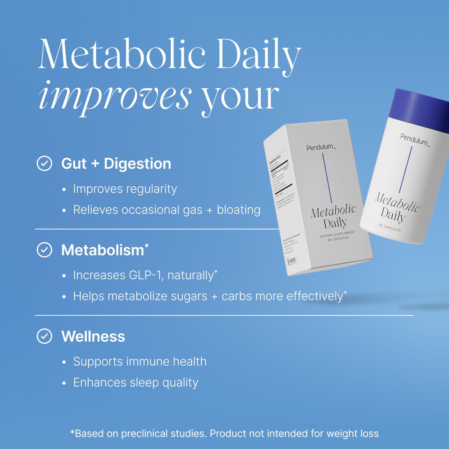 Pendulum Metabolic Daily - Multi-Strain Probiotic with Akkermansia muciniphila to Support Metabolism and Sustain Energy Levels - Capsules, 30 Count