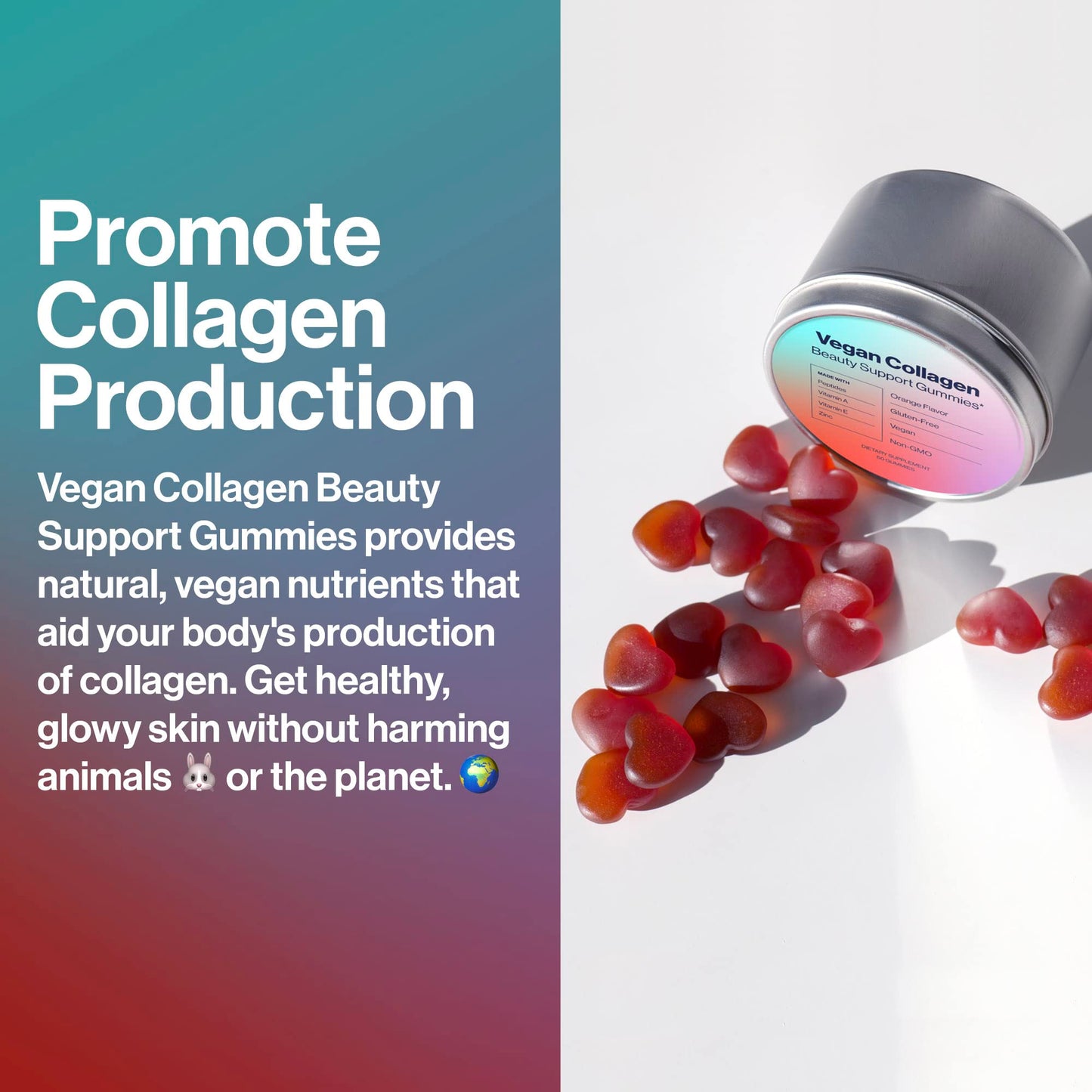 Habit + Habitat Vegan Beauty Support Gummies Collagen Booster with Biotin, Vitamin C, A, E, Folic Acid, and More, 60 Gummies