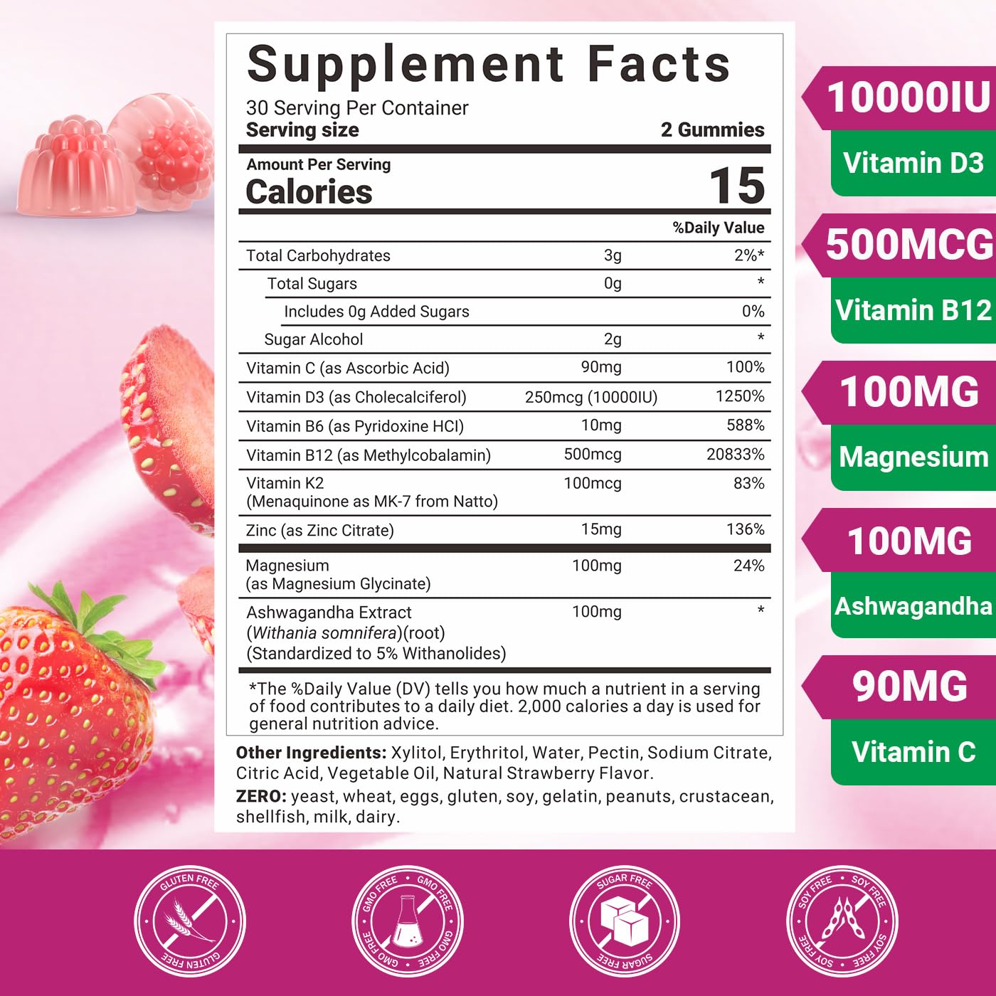 Wiszeen Vitamin D3 B12 Gummies, 120 Count