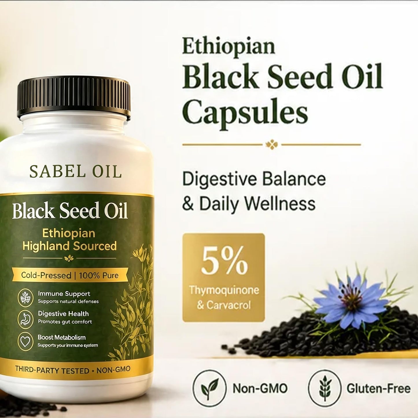 chasingdre Sabel Black Seed Oil Ethiopian Highland Cold Pressed Gummy 1 Count