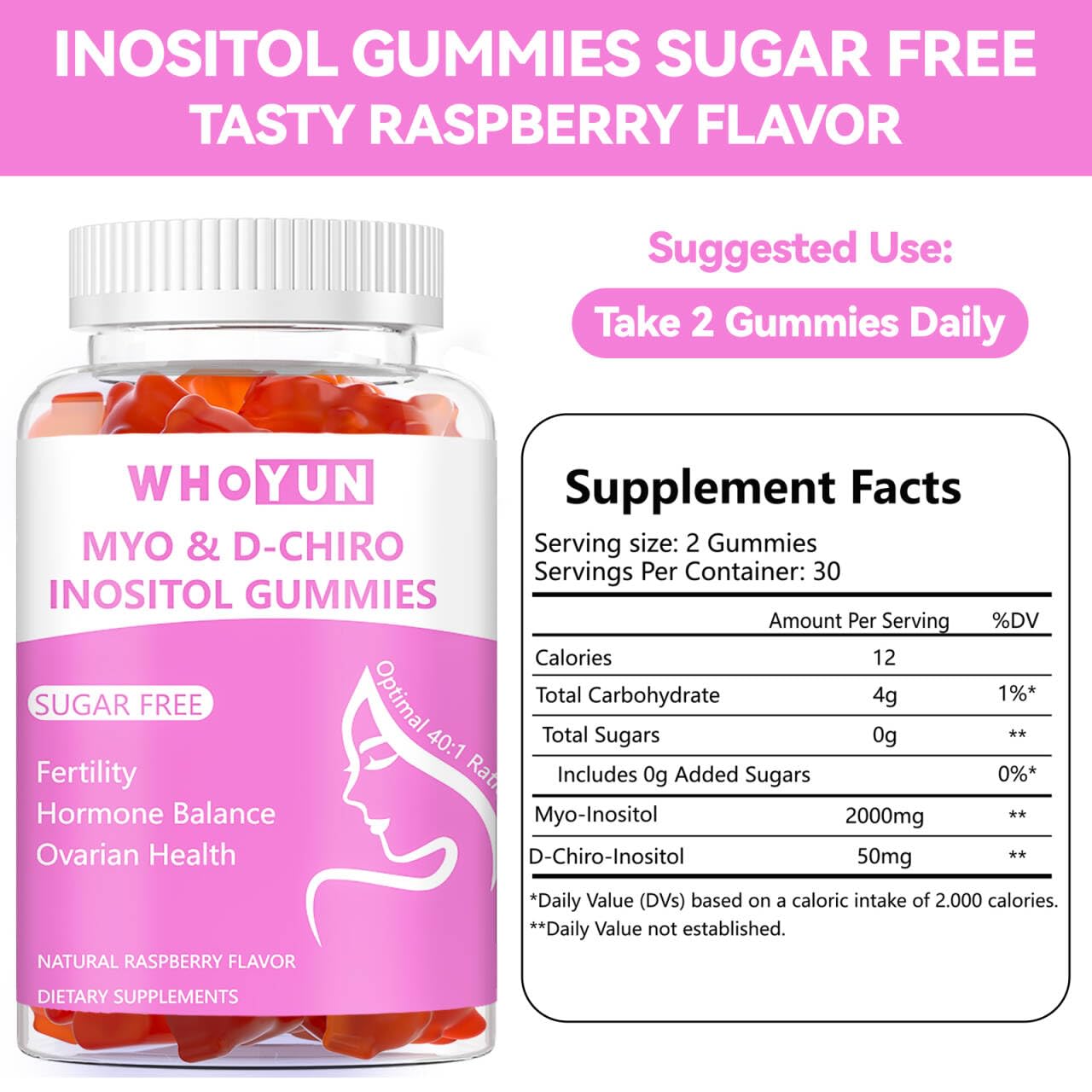 Whoyun Inositol Gummies 60 Count