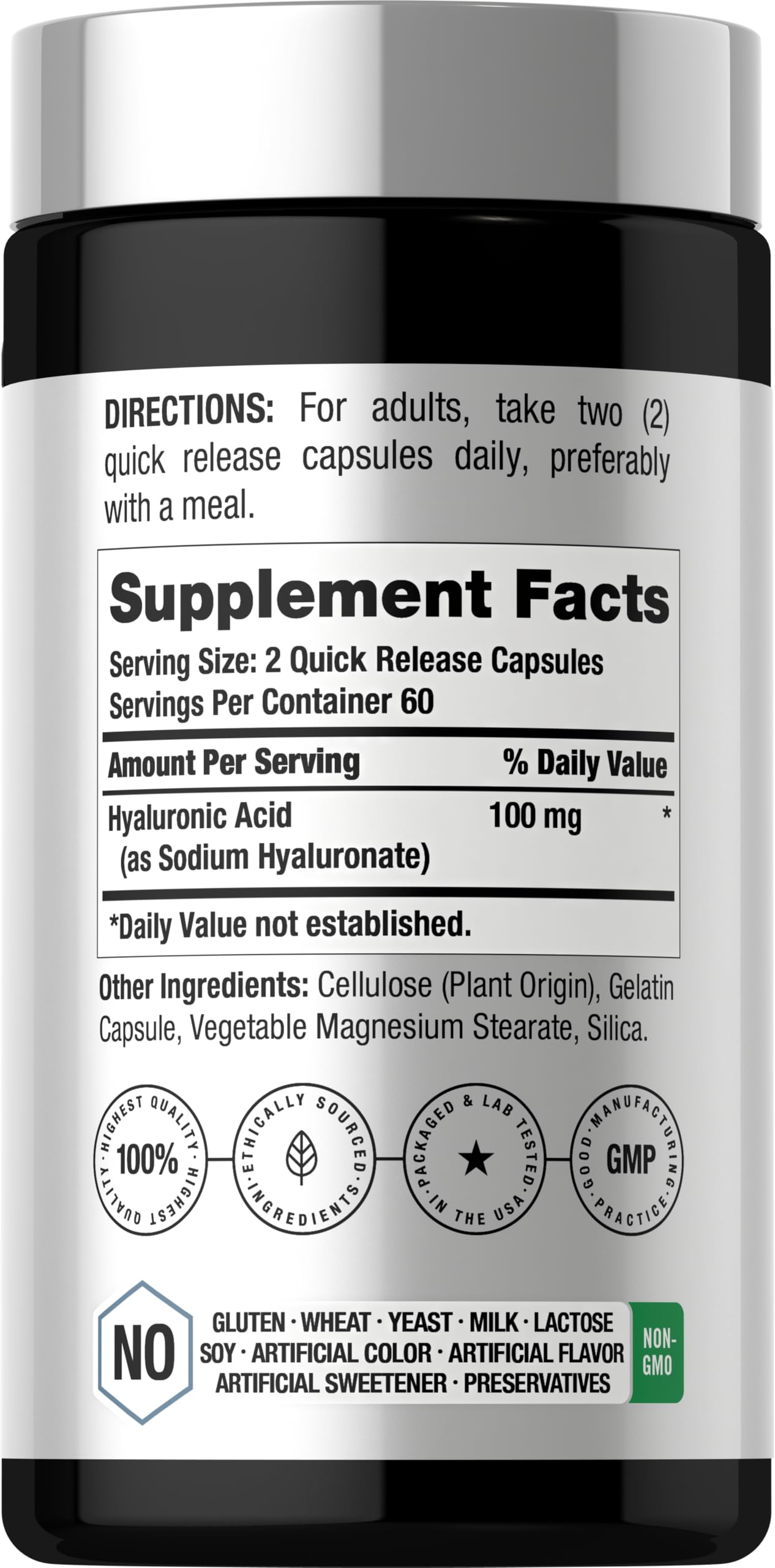 Horbäach Hyaluronic Acid Supplement 100mg Capsule, 120 Capsules