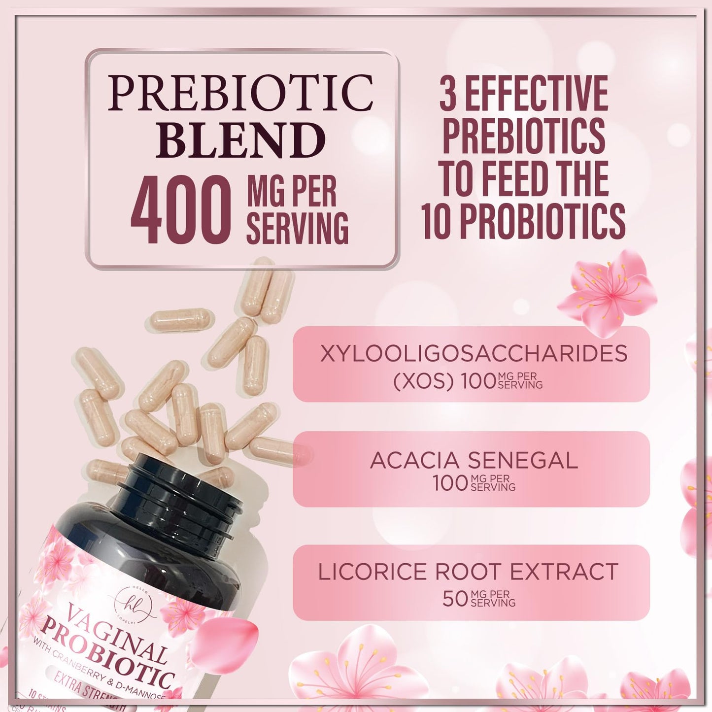 Hello Lovely! Vaginal Probiotics for Women Capsules, 60 Count