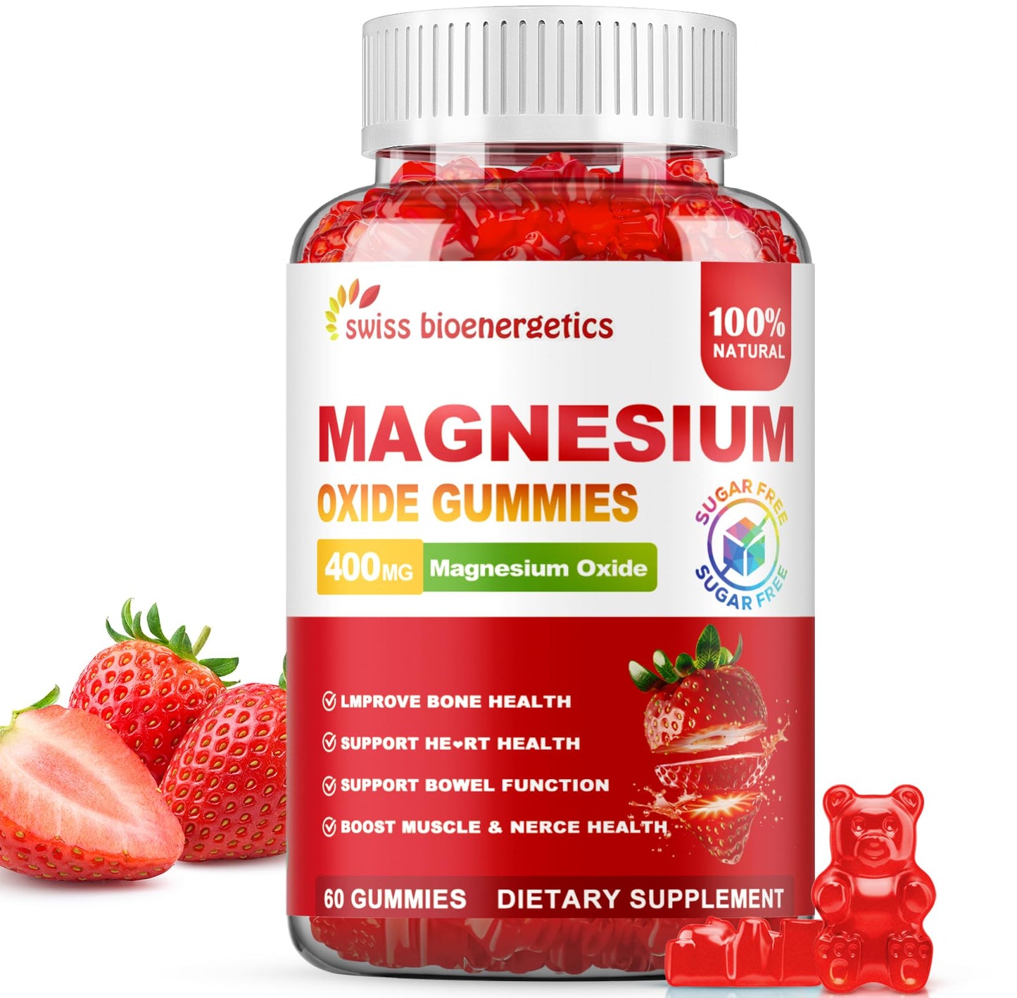 Swiss Bioenergetics Magnesium Oxide Gummies 400mg, 60 Gummies