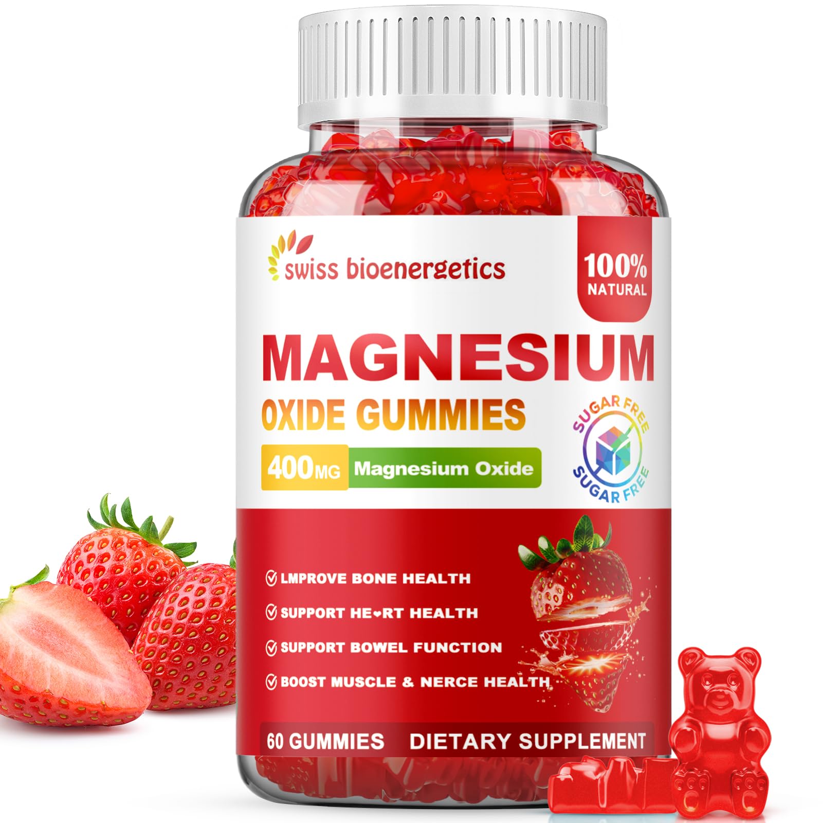 Swiss Bioenergetics Magnesium Oxide Gummies 400mg, 60 Gummies