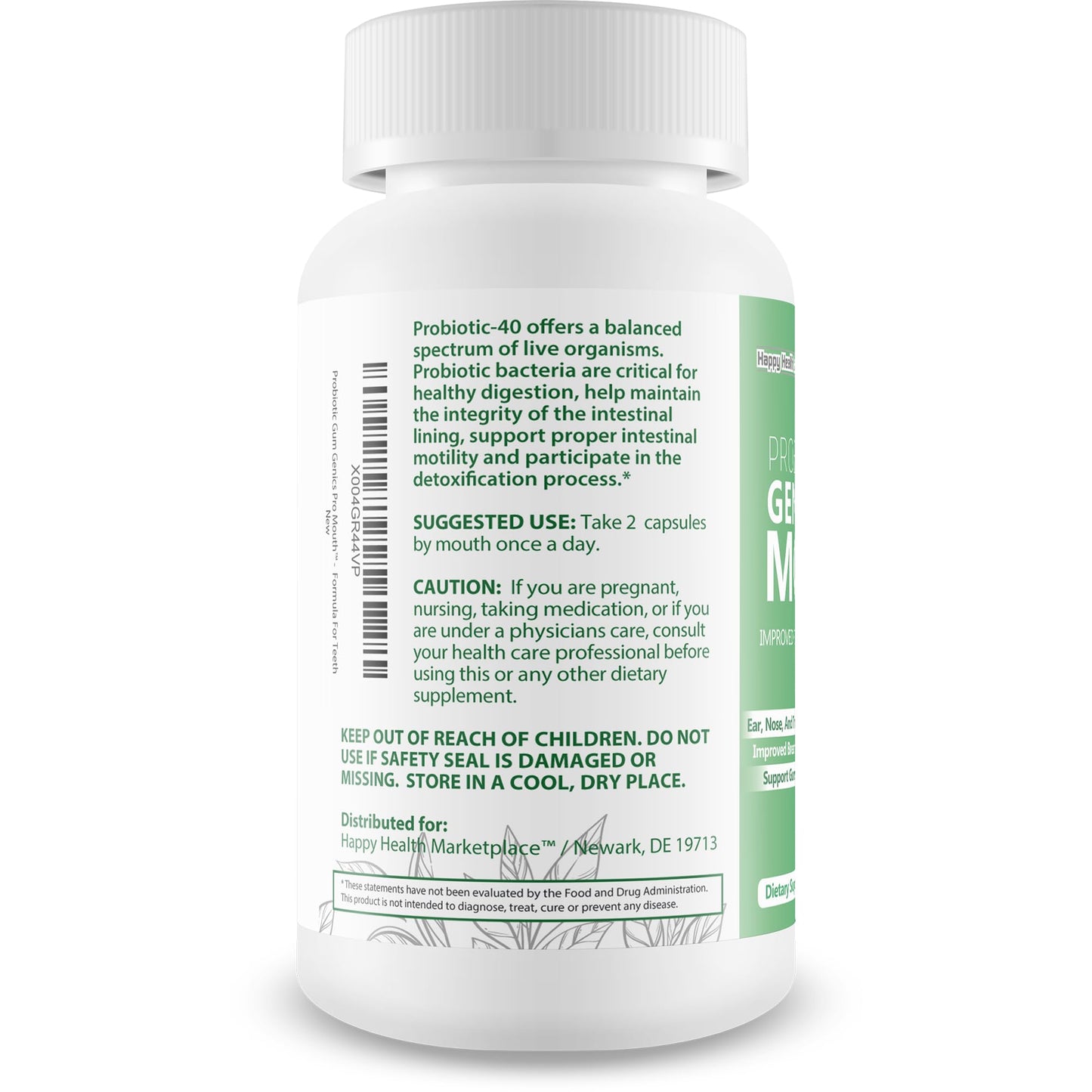 Happy Health Marketplace Gum Genics Pro Mouth Probiotic Capsules, 60 Count