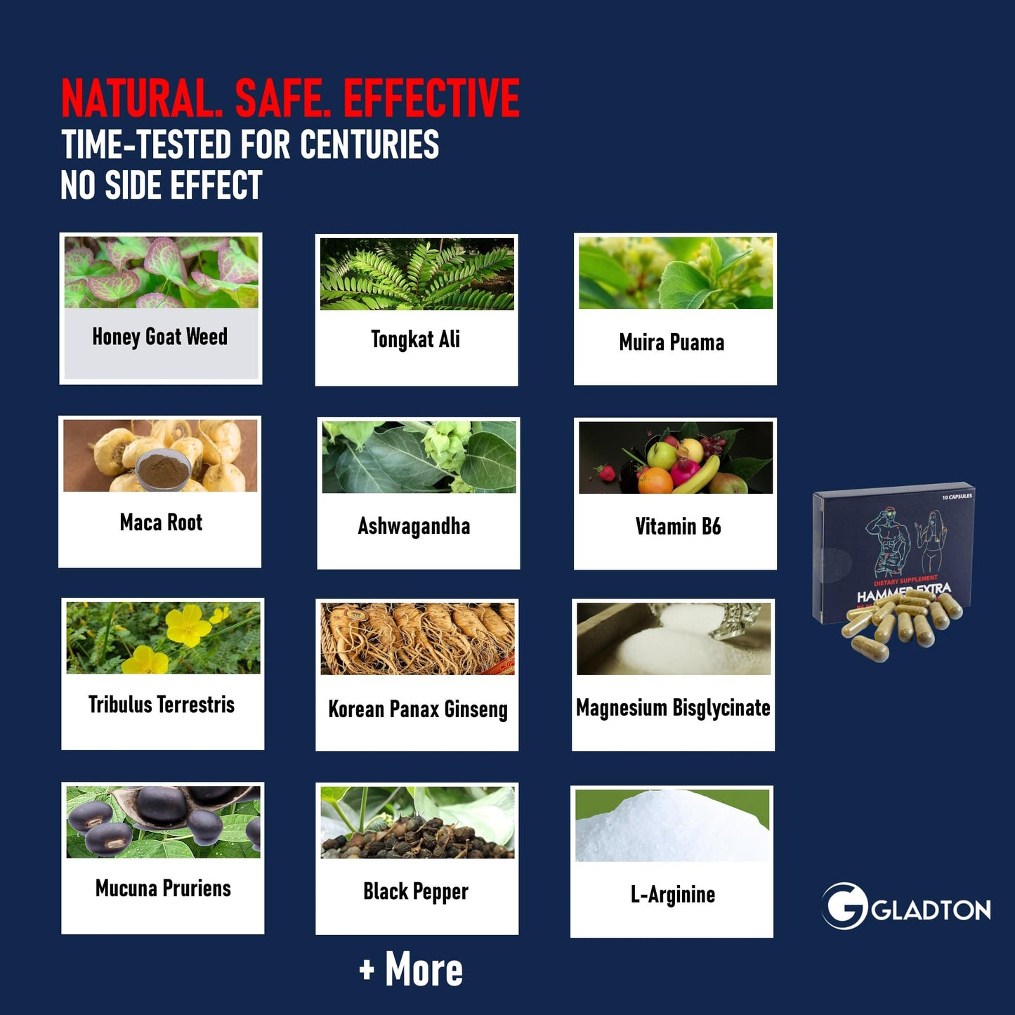GLADTON Hammer Extra Fast Acting Herbal Supplement for Men Capsules 10 Count