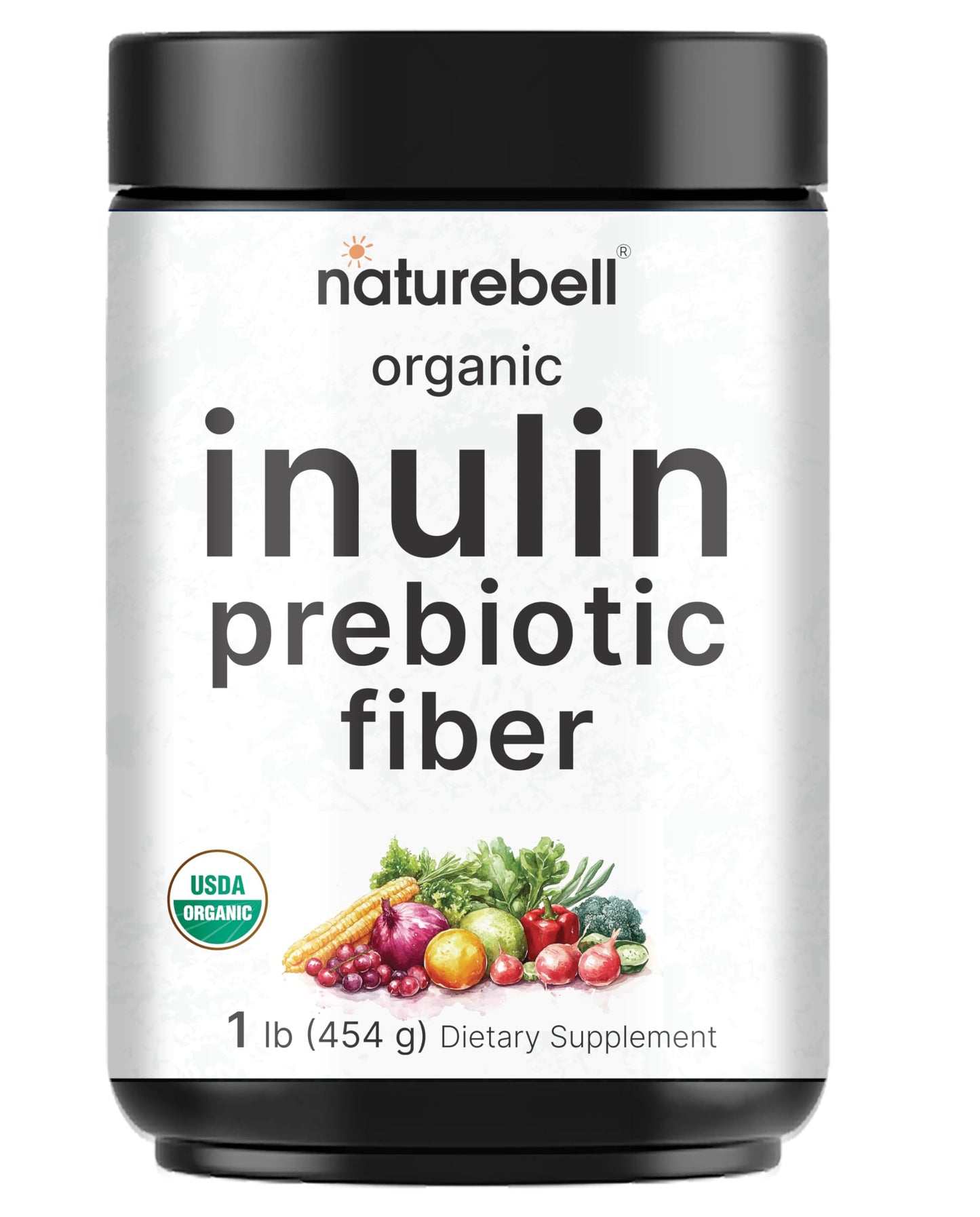 NatureBell Organic Inulin Prebiotic Fiber Powder, 1 lb, 16