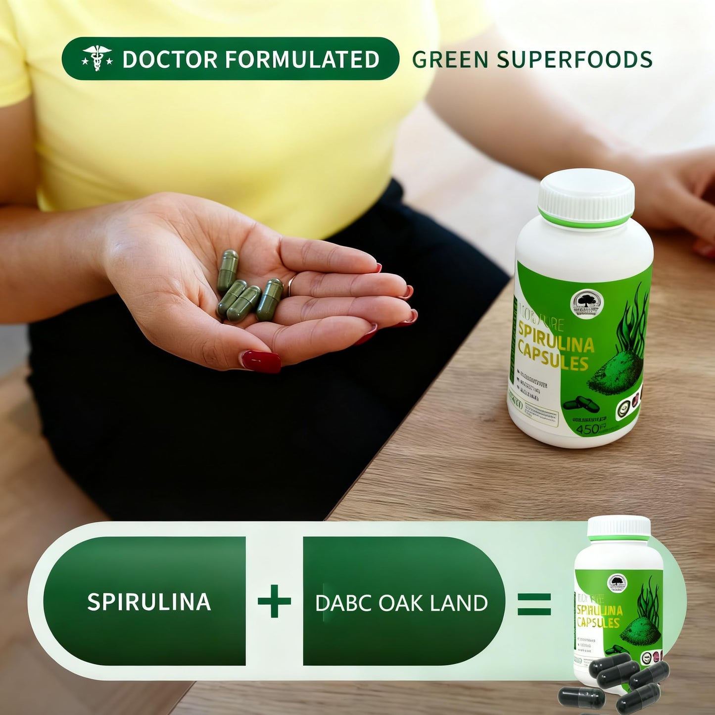 DABC OAK LAND Spirulina Capsules 480 Capsules