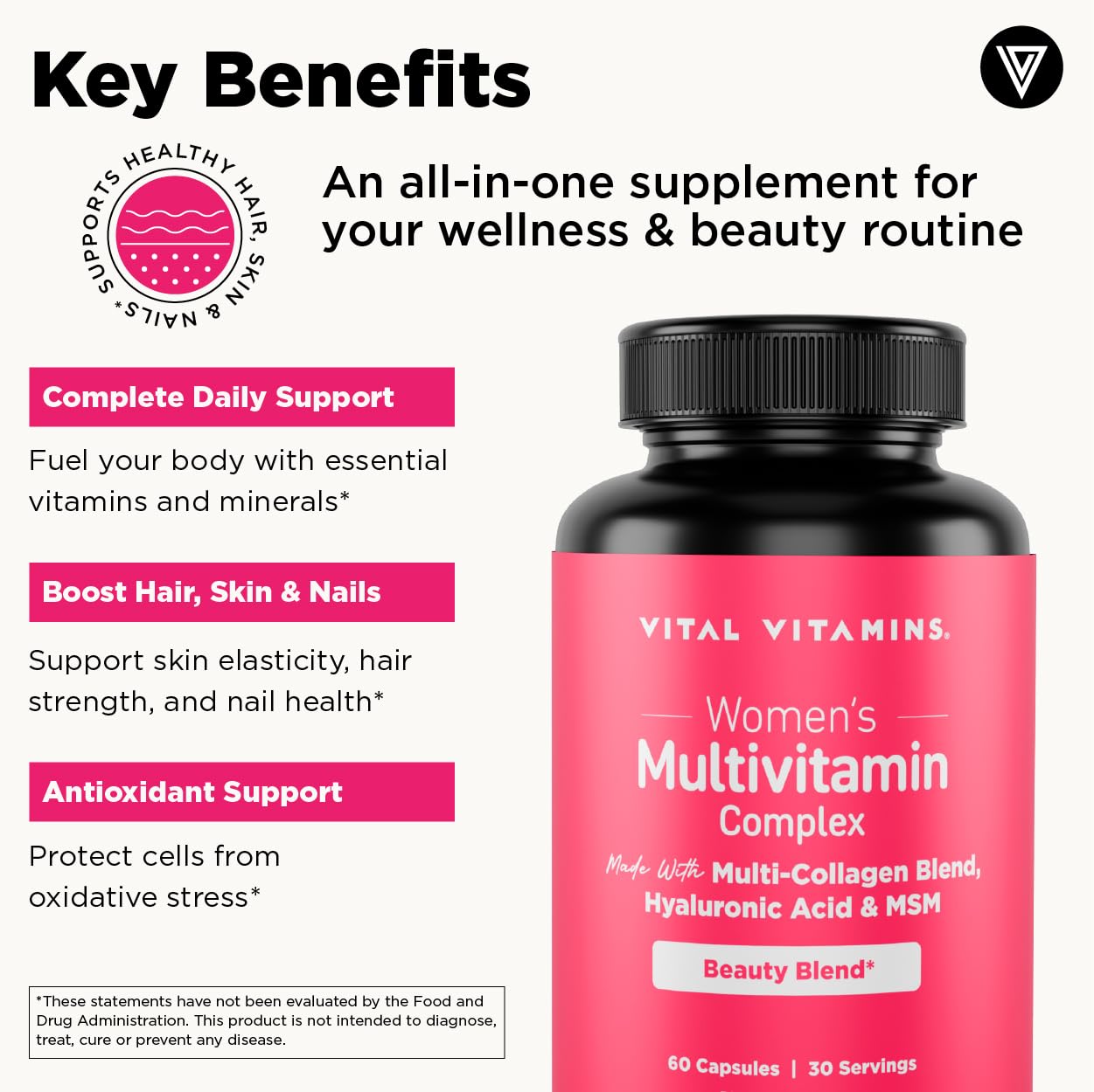 Vital Vitamins Women's Multivitamin Complex Capsules, 60 Count