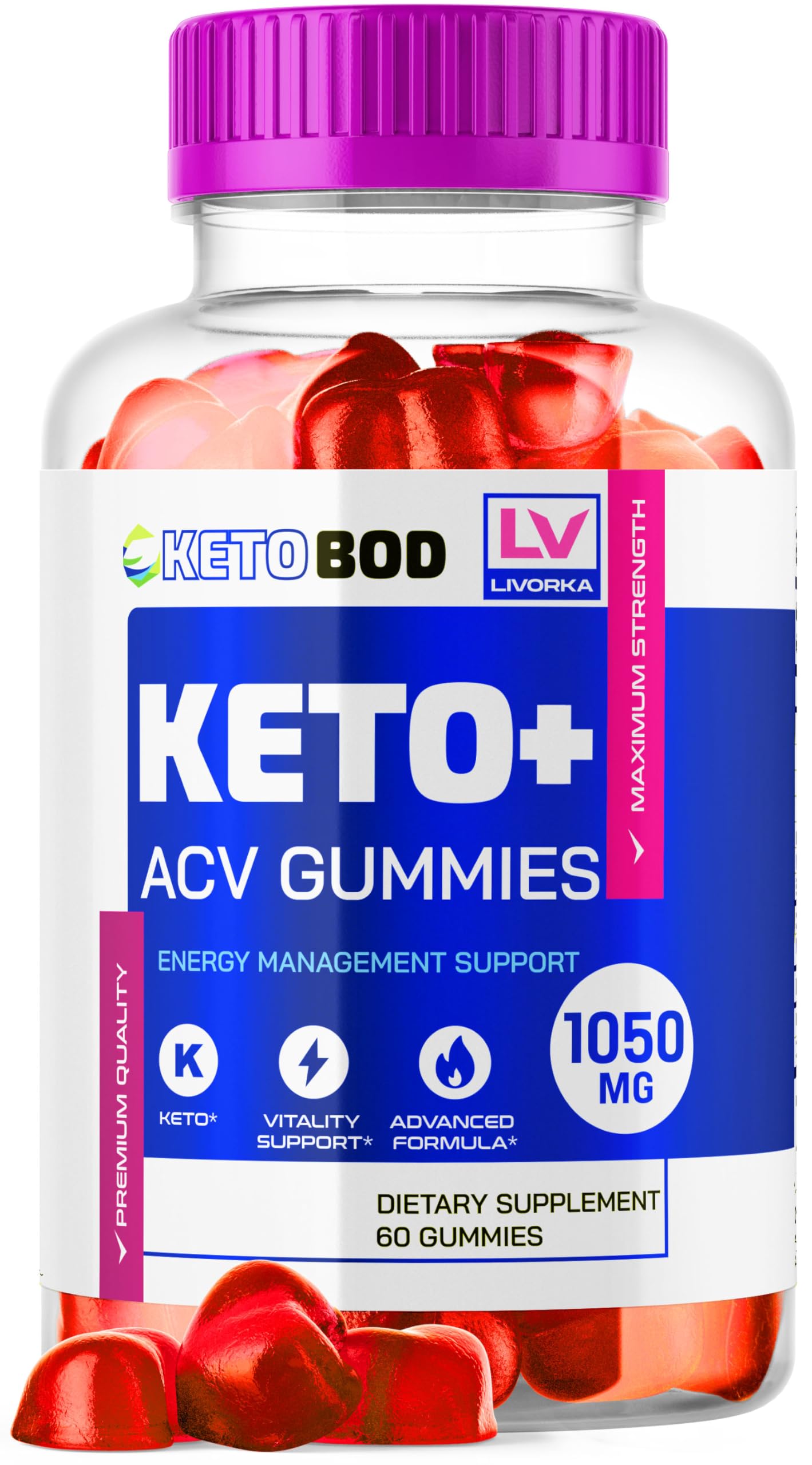 LIVORKA KetoBOD Keto Weight Loss ACV Gummies, 60 Gummies