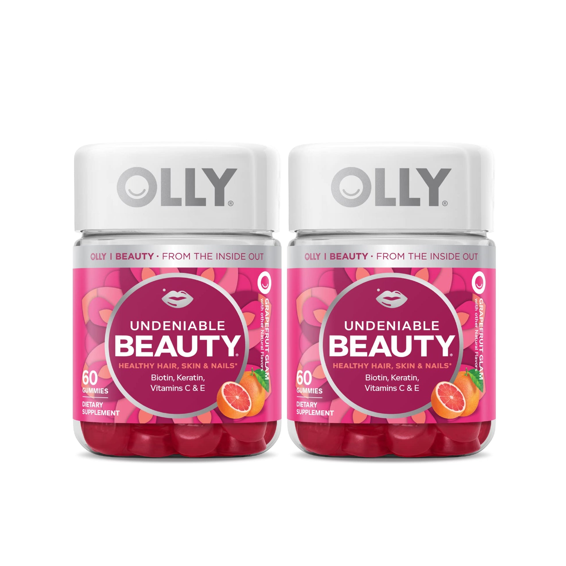 OLLY Undeniable Beauty Gummy for Hair, Skin & Nails with Biotin, Vitamin C, Keratin, Grapefruit Flavor, 120 Count