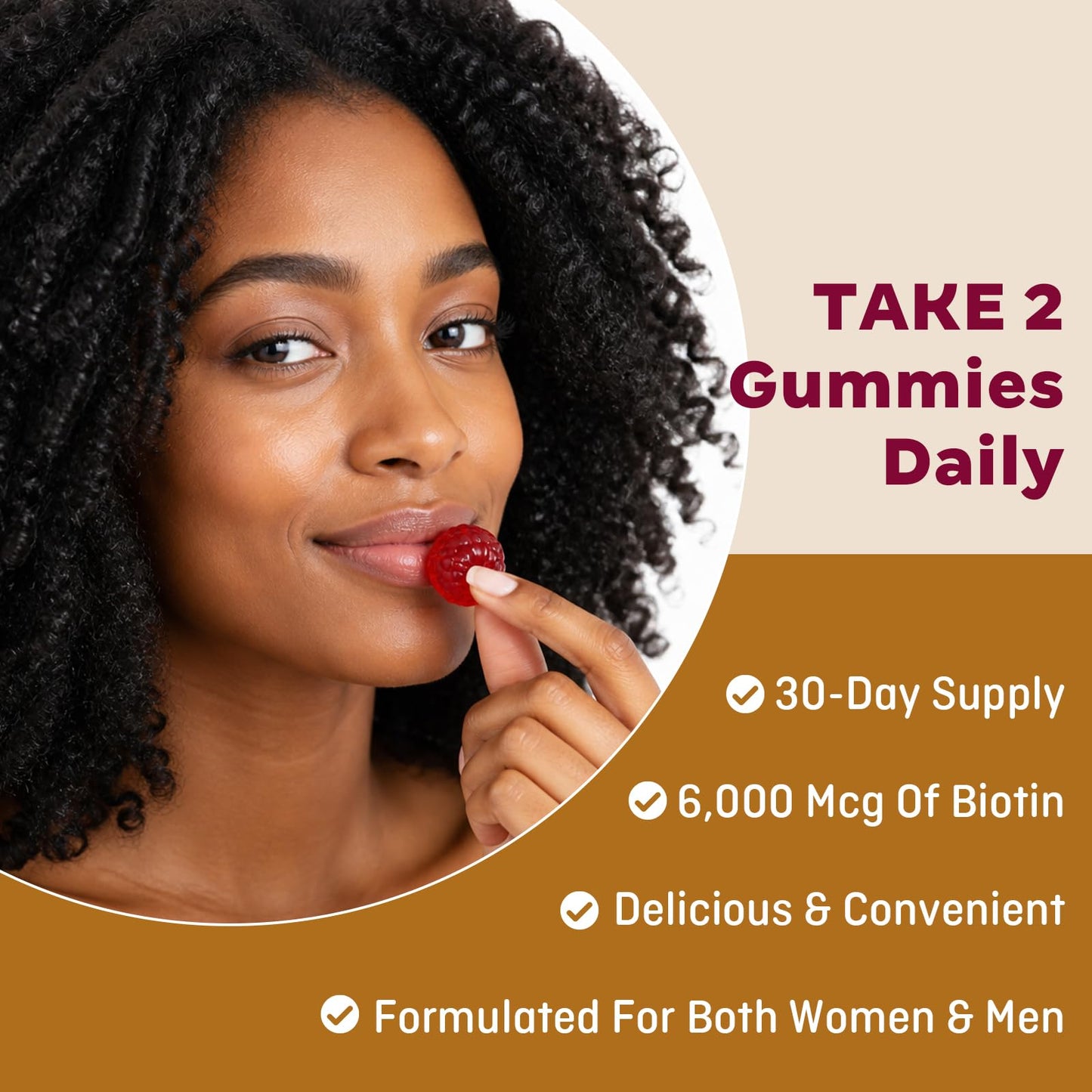 Kenofor Hair Skin and Nails Gummies with Biotin (6000 mcg), Zinc, Vitamin A, and Vitamin E, 60 Count