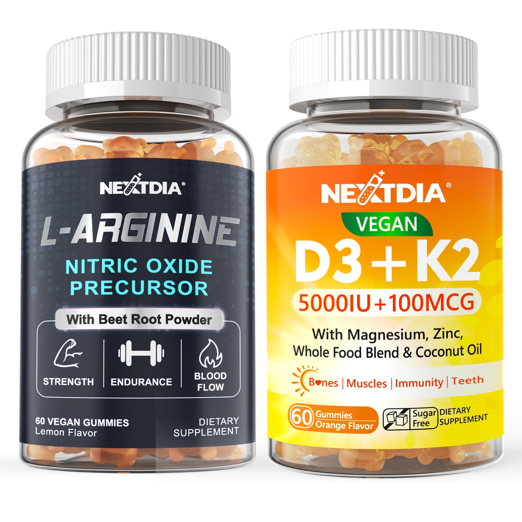 Nextdia Vitamin D3 K2 + L Arginine Gummies, 180