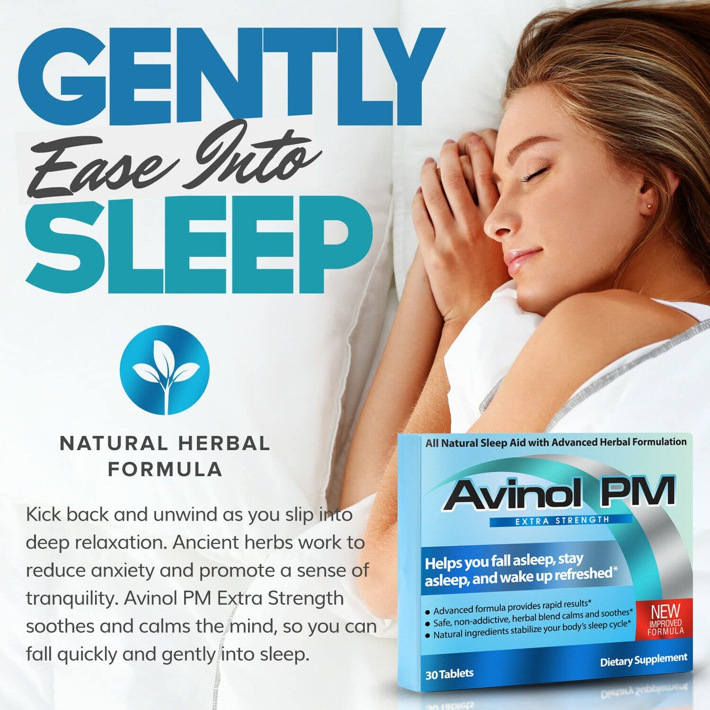 Avinol PM Extra Strength Natural Sleep Supplement, 30 Tablets