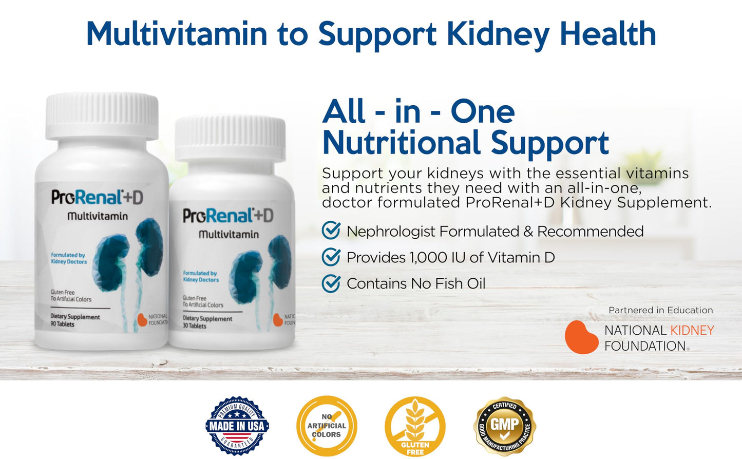 Nephroceuticals ProRenal+D Kidney Multivitamins Tablet, 1 Count