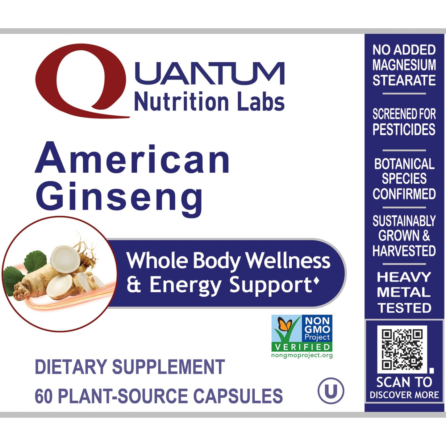 Quantum Nutrition American Ginseng Supplement Capsule, 60 Count