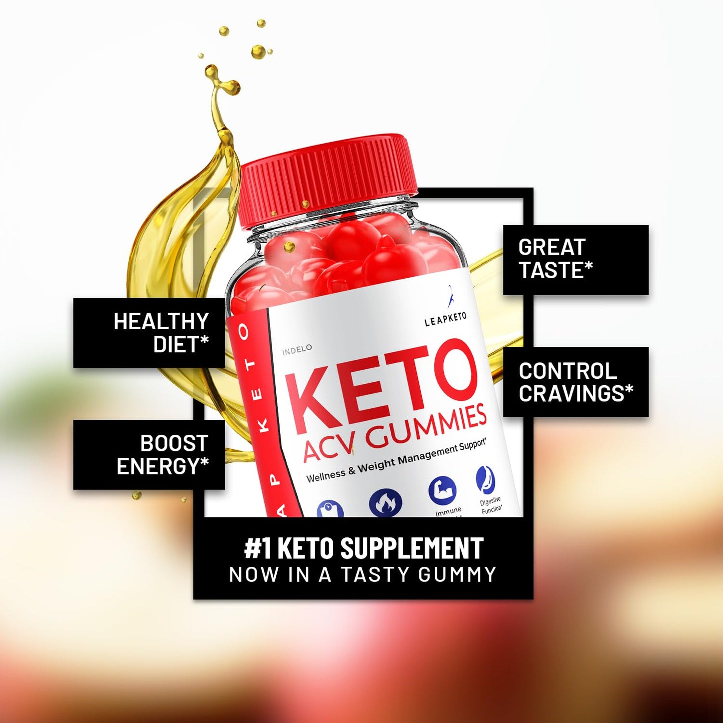 Indelo Leap Keto ACV Gummies Advanced Formula Plus Weight Management Apple Cider Vinegar, 120 Gummies