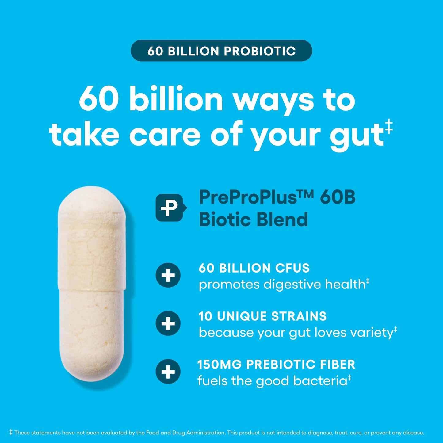 Physician's CHOICE Probiotics 60 Billion CFU - 10 Strains + Organic Prebiotics, Capsule, 30 Count