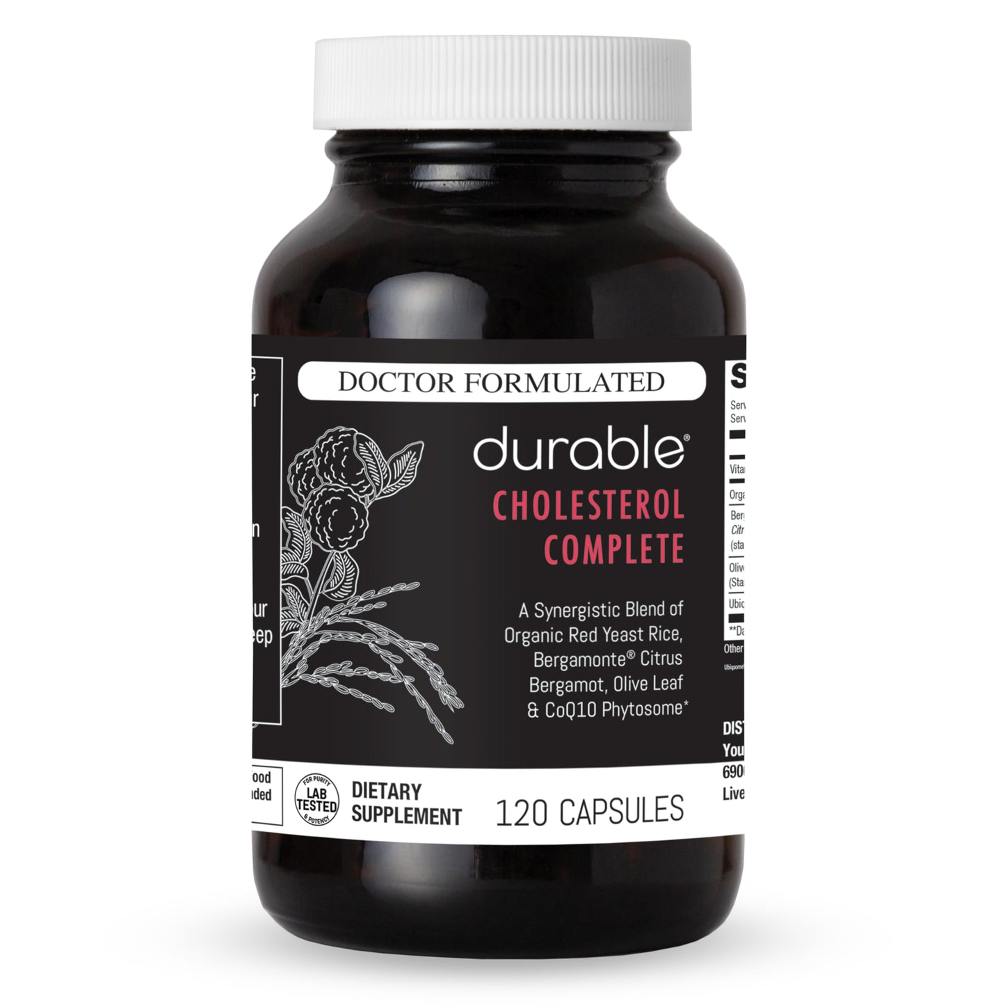 Durable Cholesterol Complete 1,600 mg Red Yeast Rice Formula, 120 Capsules