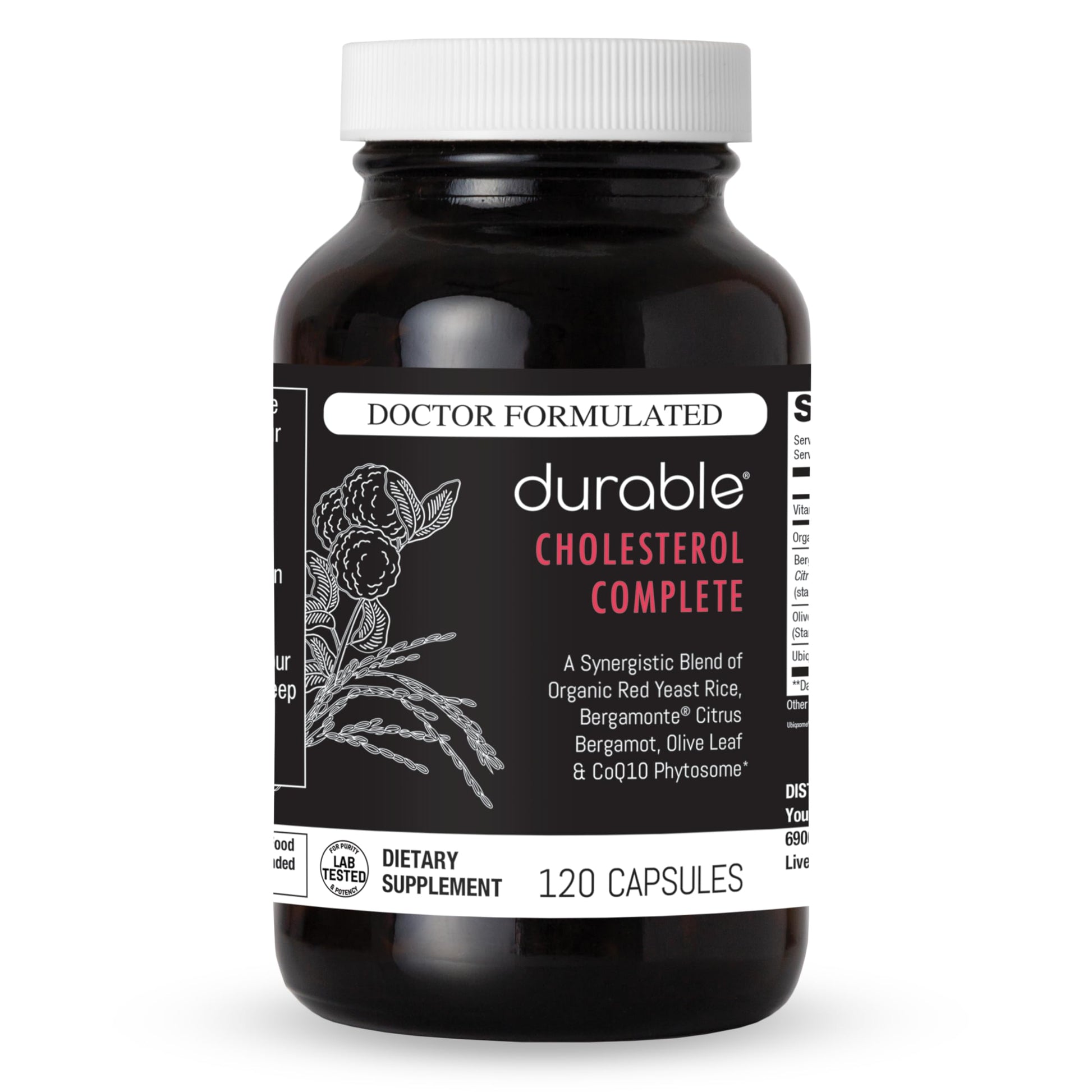 Durable Cholesterol Complete 1,600 mg Red Yeast Rice Formula, 120 Capsules