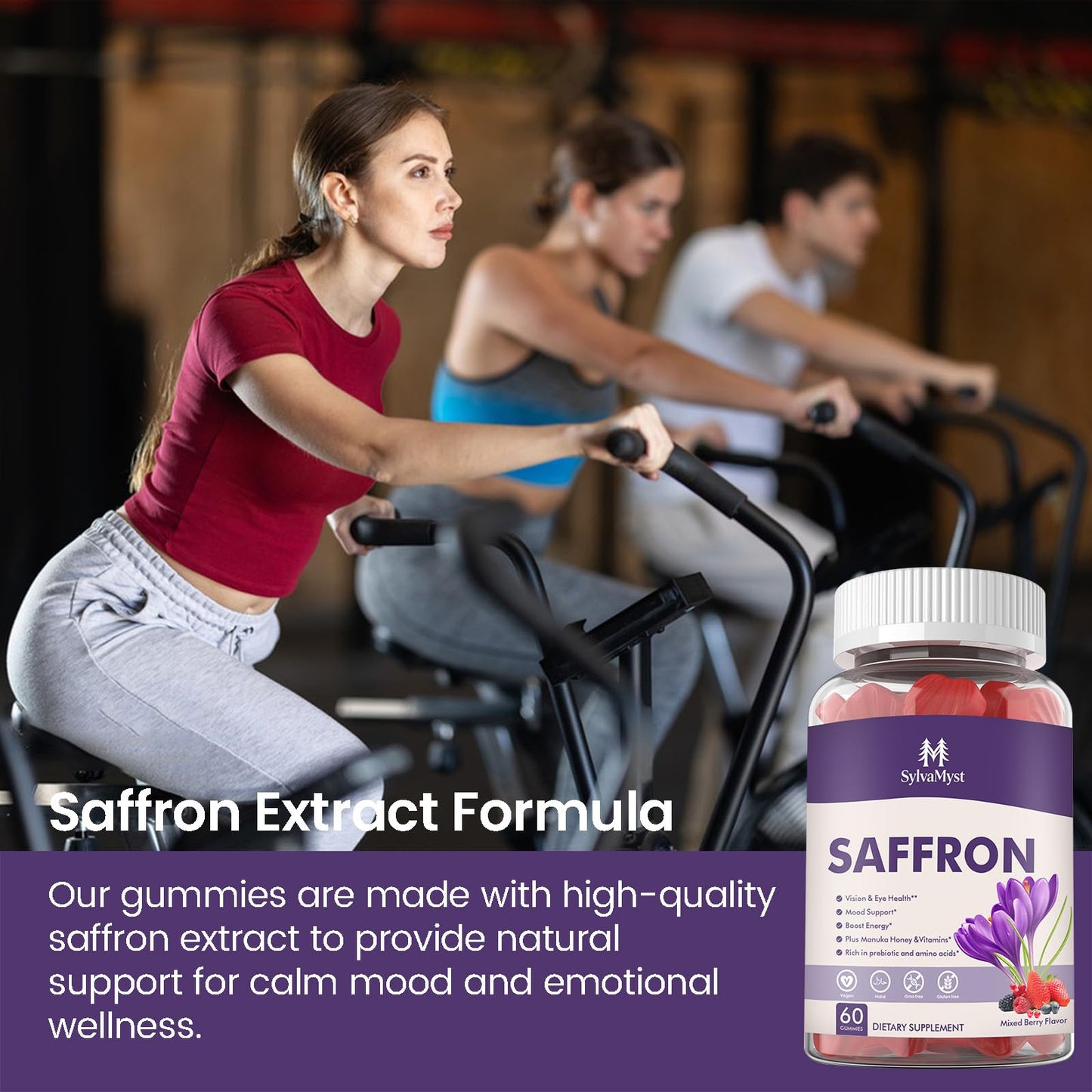 SylvaMyst Natural Saffron Gummies - Relaxation Support Gummy 60 Count