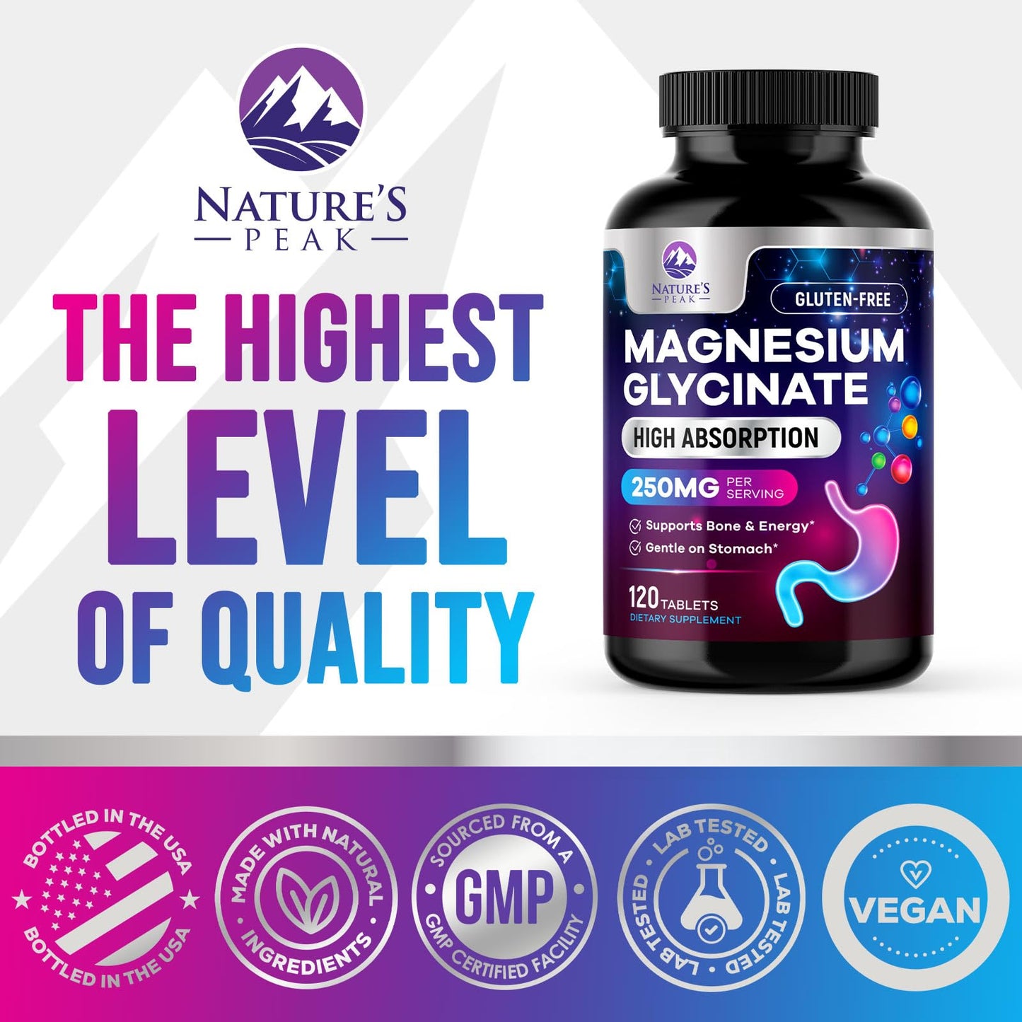 Nature's Peak Magnesium Glycinate Capsules, 120 Count