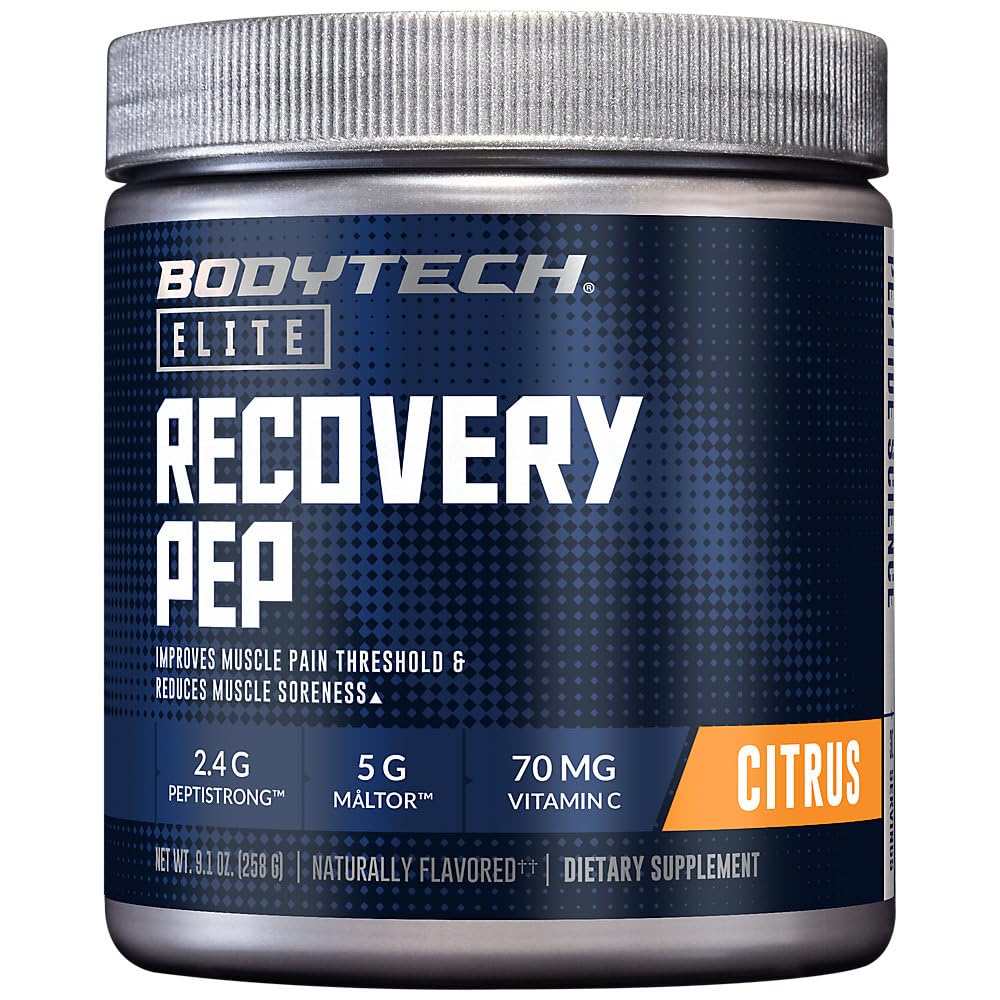 BodyTech Recovery Pep Peptides Powder with 2.4g PeptiStrong, Citrus, 9.1 oz, 30 Servings