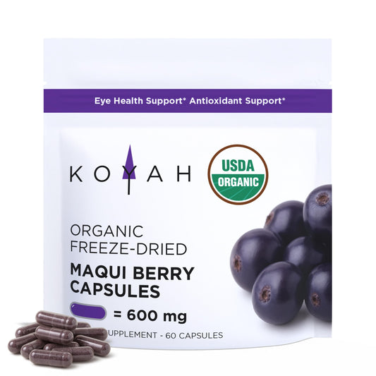 KOYAH Organic Maqui Berry Capsules, 600 mg per Capsule, 60 Capsules