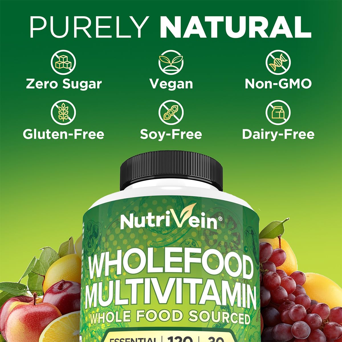 Nutrivein Whole Food Multivitamin for Men & Women 120 Capsules