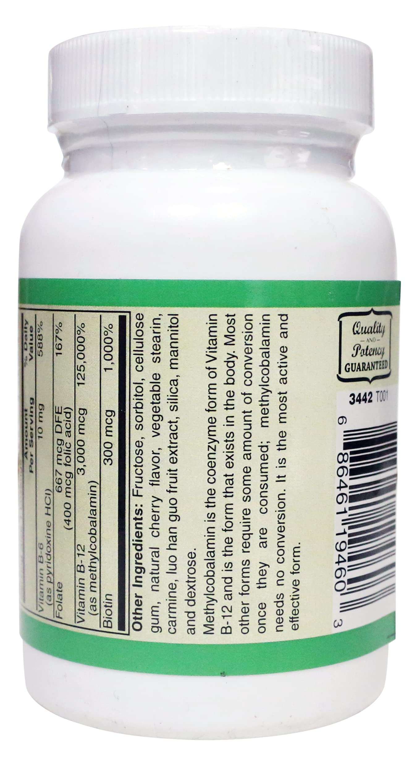 AlchePharma Methyl B-12 3,000mcg Tablet, 100 Count