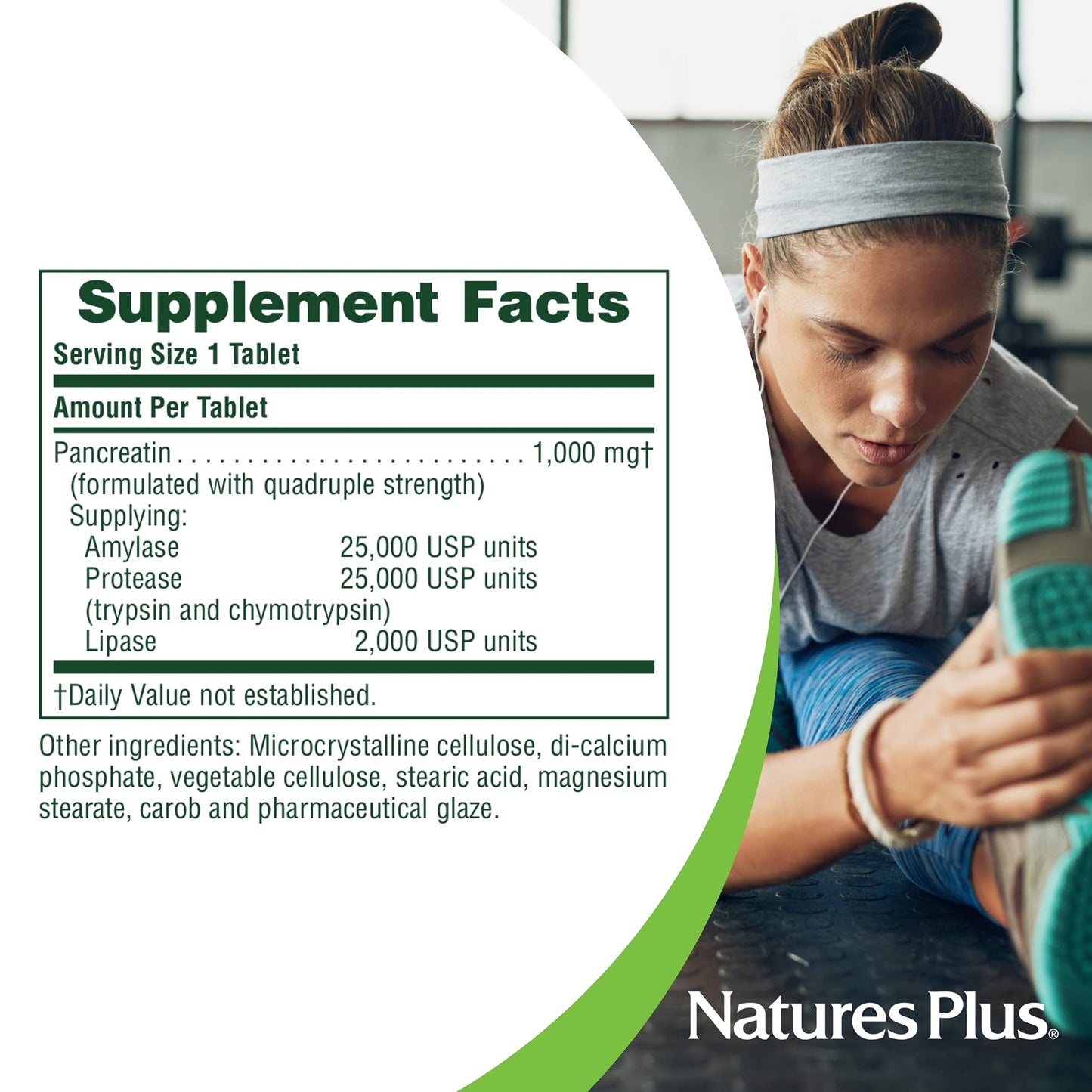 NaturesPlus Pancreatin 1000 mg Tablet, 60 Tablets