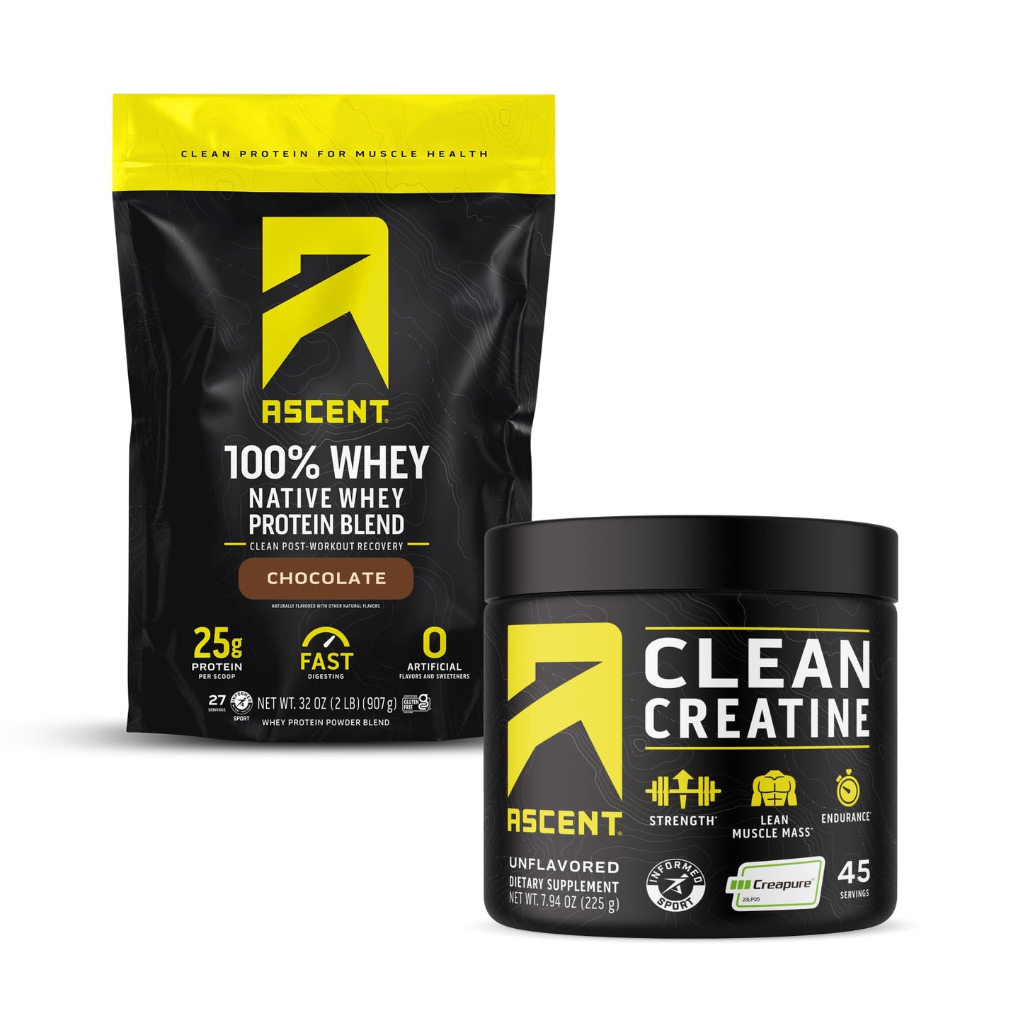 Ascent 100% Whey Protein Powder, Chocolate, 2 lb