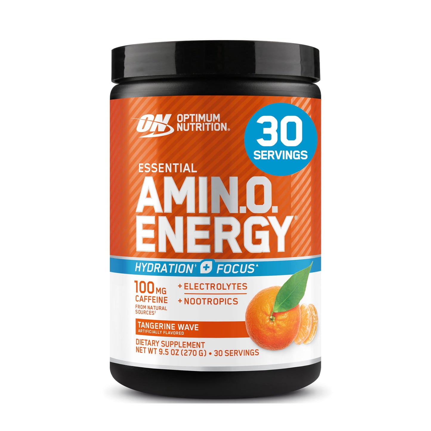 Optimum Nutrition Amino Energy Powder Plus Hydration with BCAA, Electrolytes, and Caffeine, Tangerine Wave, 60.3 Servings