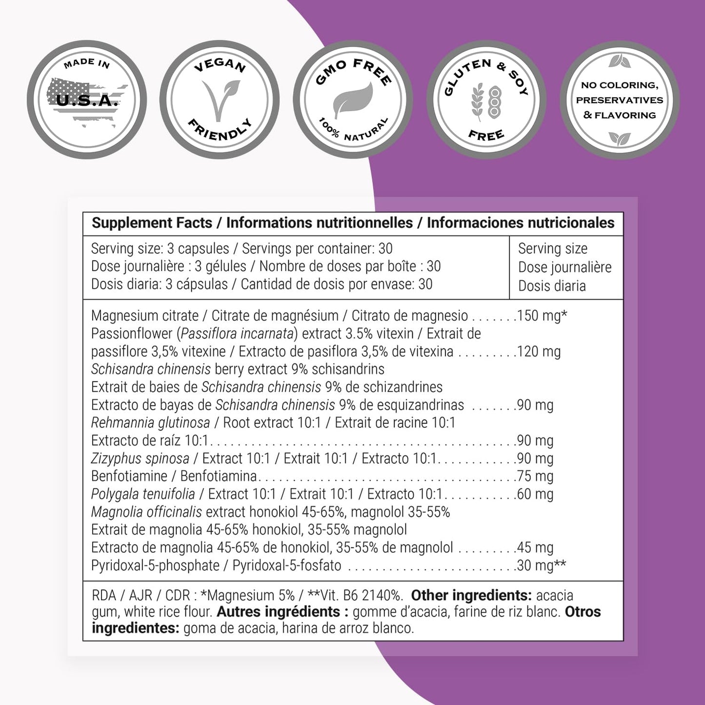 Supersmart Stress Relief Formula (All-in-1) - 100% Natural Supplement with Passion Flower and Polygala Tenuifolia, Non-GMO & Gluten Free, 90 Vegetarian Capsules