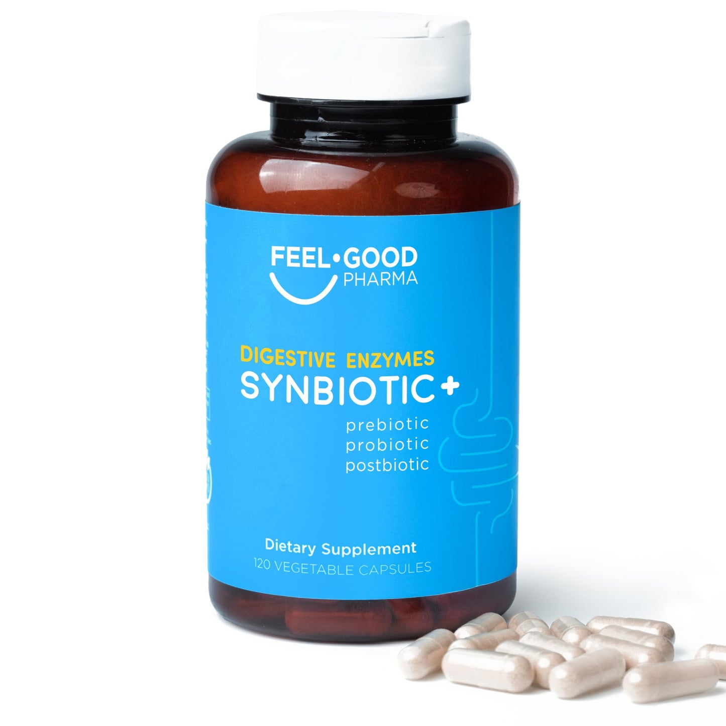 FEEL GOOD PHARMA Digestive Enzymes 4-in-1 Synbiotic+ Capsule, 120 Count