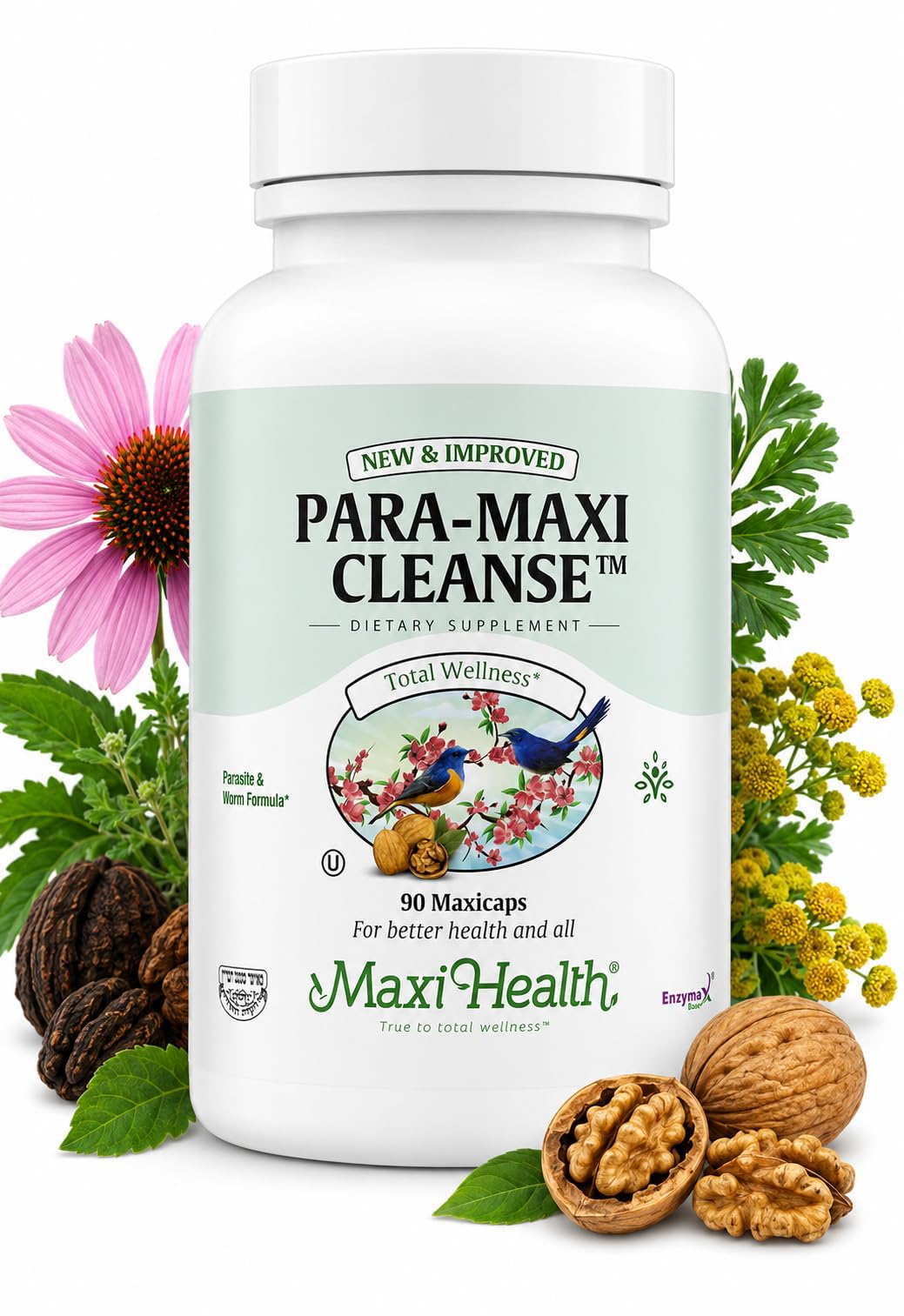 Maxi Health 10-in-1 Wormwood Black Walnut Clove Cleanse for Humans Capsules 90 Count