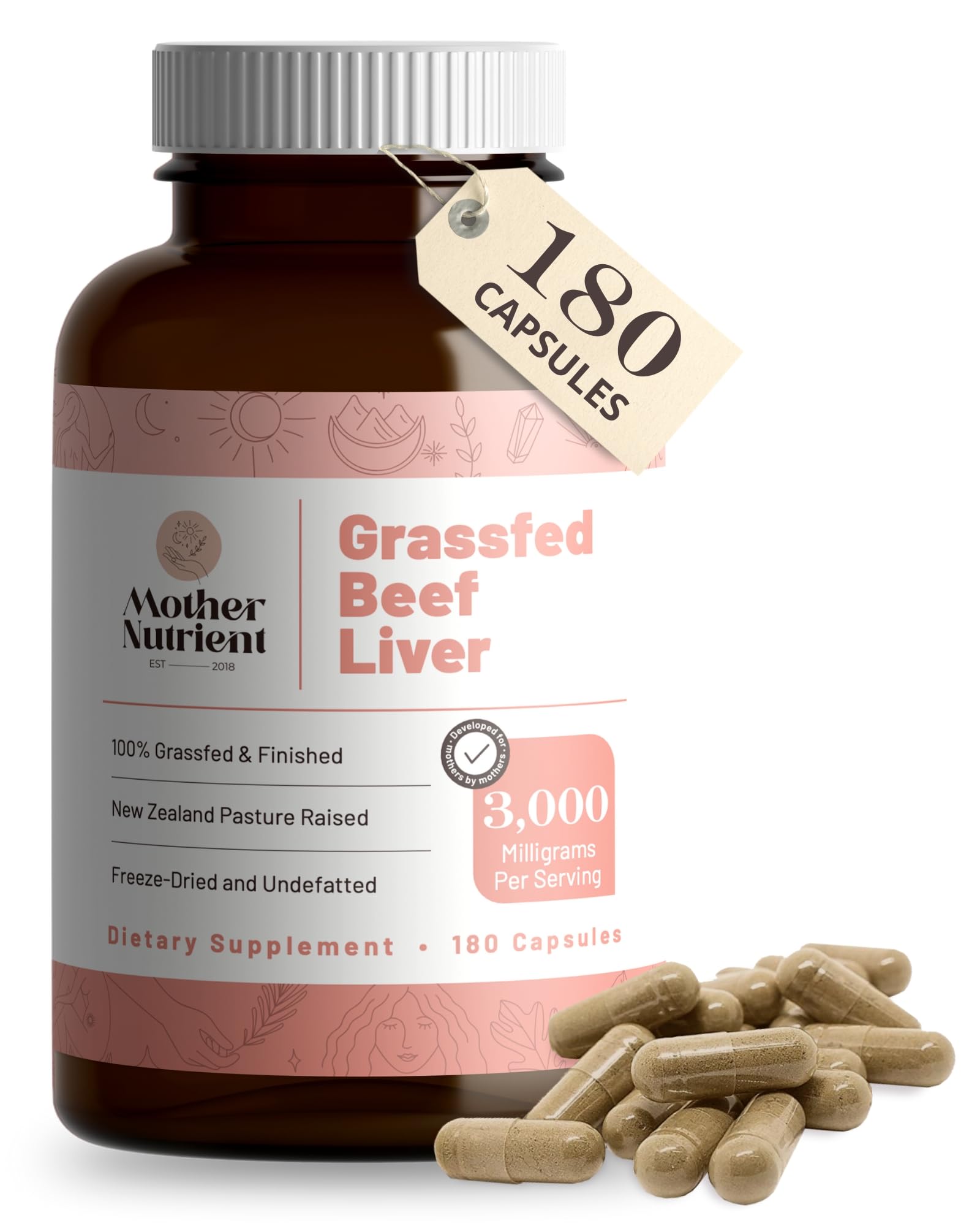 Mother Nutrient Grass Fed Beef Liver Capsules 180 Count