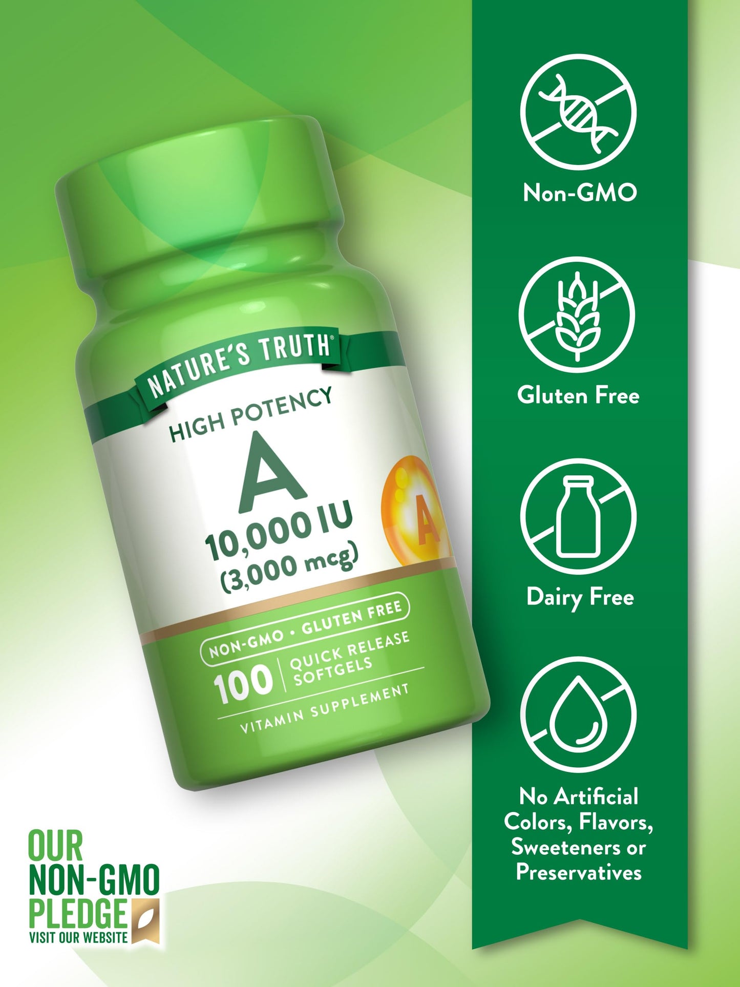 Nature's Truth Vitamin A 3,000 mcg Softgel, 100 Count