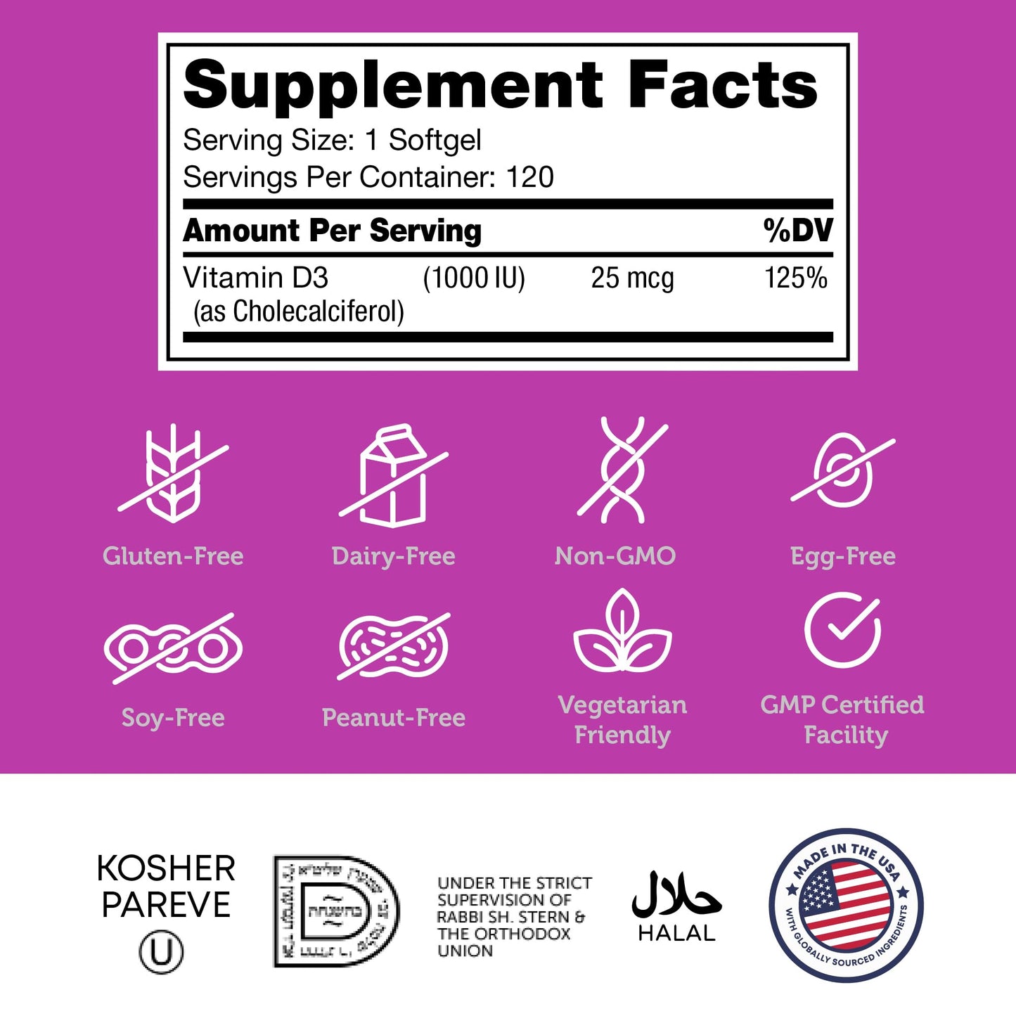 Zahler Advanced Vitamin D3 1000 IU Softgels 120 Count