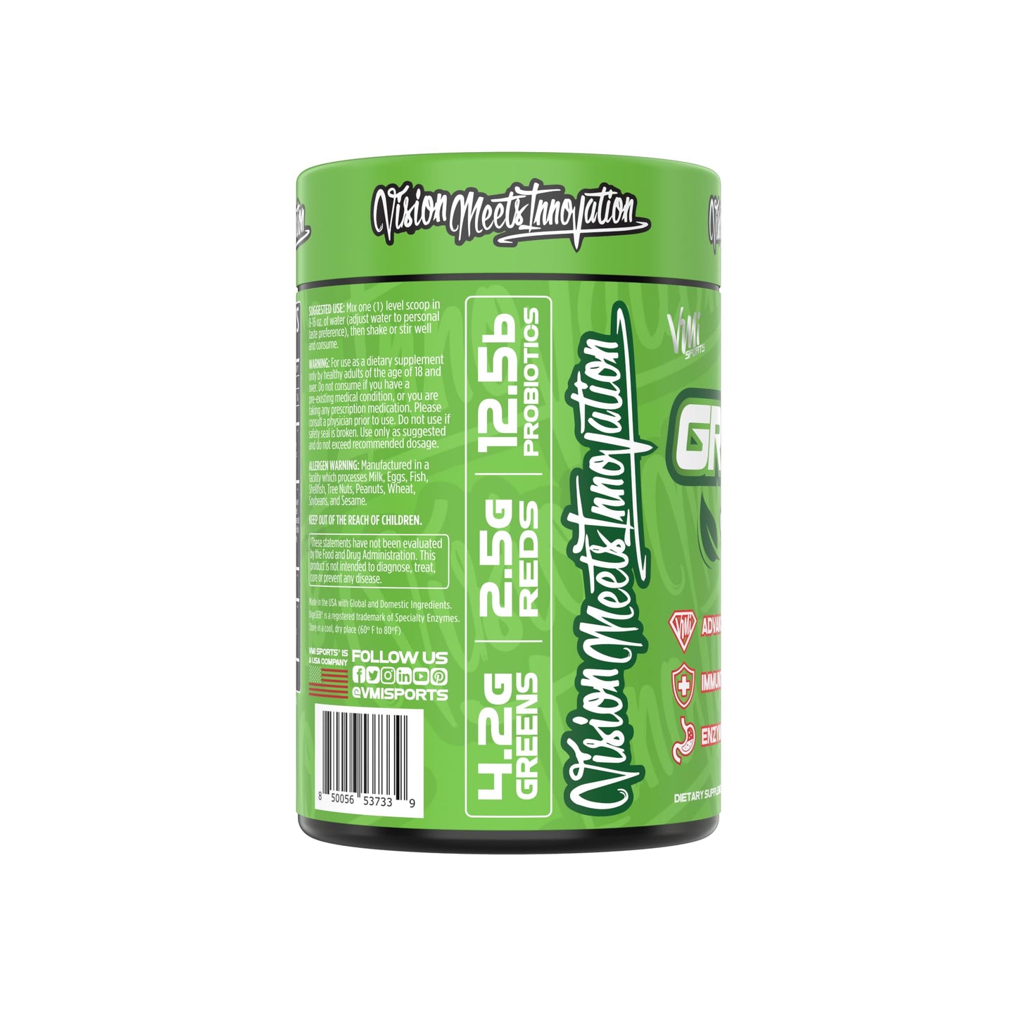 VMI Sports Greens + Reds Advanced Superfood Immunity and Gut Health Powder, 8.68 Ounce