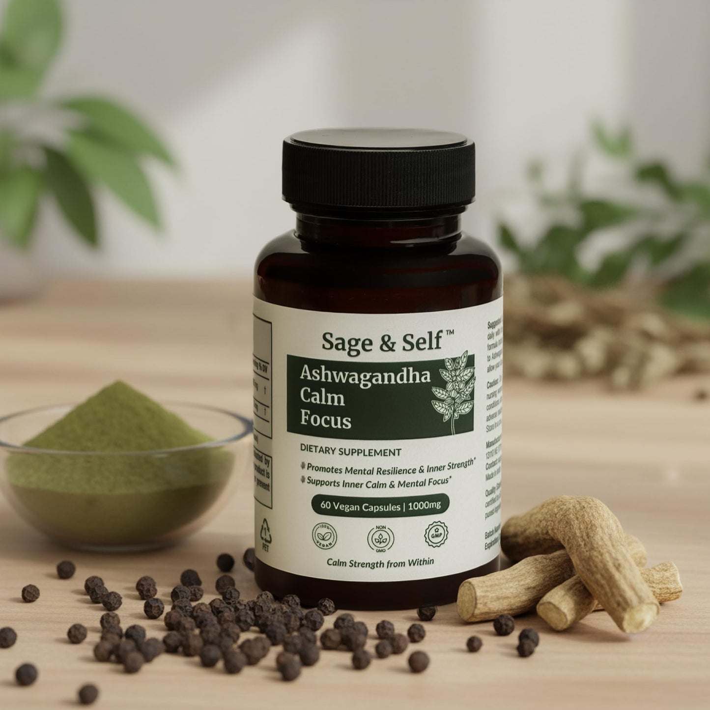 Sage & Self Ashwagandha Calm Focus Capsules 60 Count