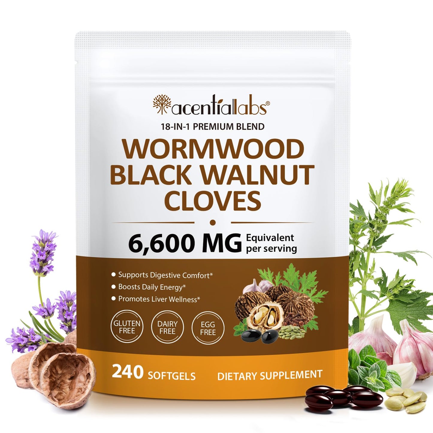 shwdppmy Wormwood Black Walnut Clove Supplement 240 Softgels