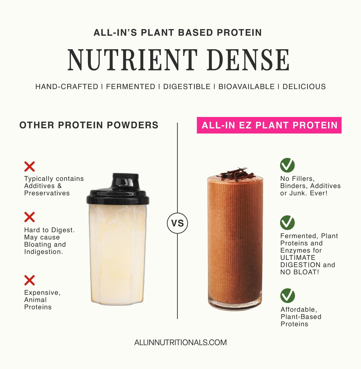 All In Nutritionals EZ Plant Protein Powder, 25 Servings