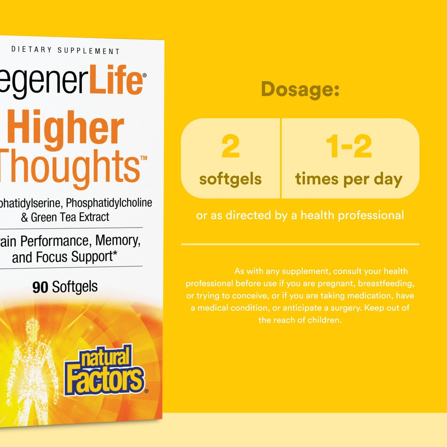 Natural Factors 3 Brains, Higher Thoughts, Support for Cognitive Health and Brain Function Daily Dietary Supplement Softgels 90 Count