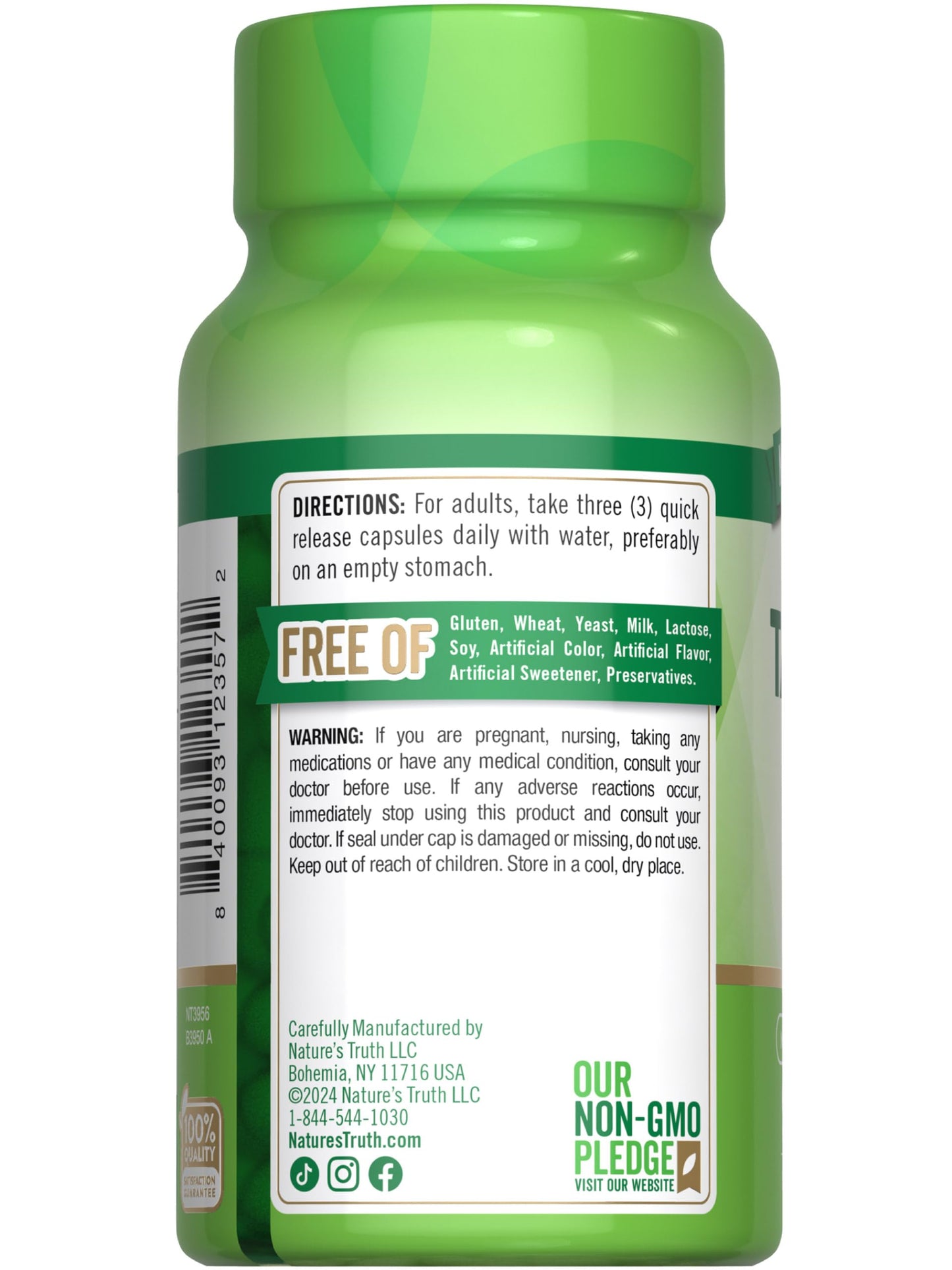 Nature's Truth Taurine Supplement 1500mg Capsule, 90 Count