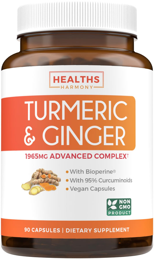 Healths Harmony Turmeric and Ginger Supplement Capsules, 90 Count