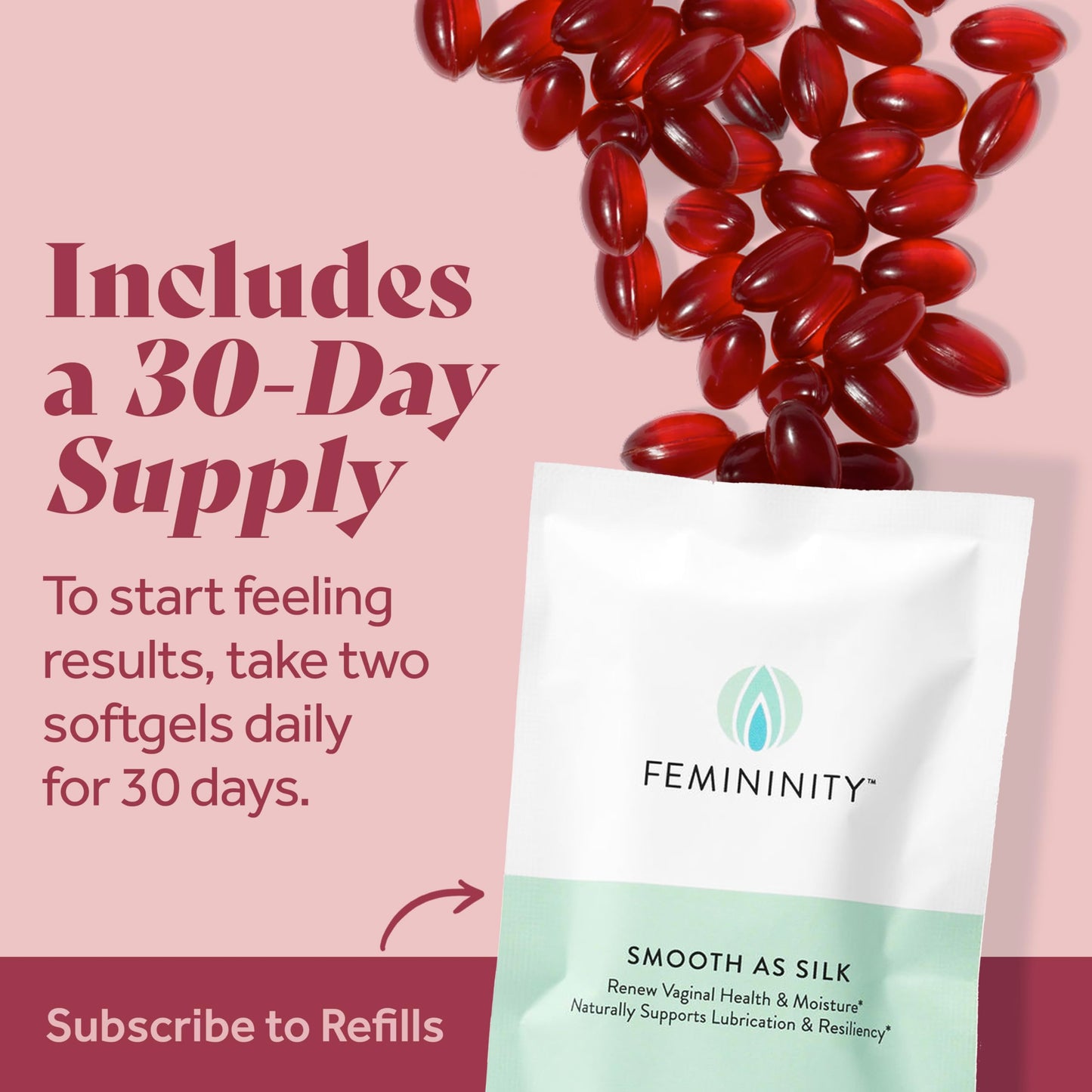 Femininity Smooth as Silk 30-Day Refill for Vaginal Dryness Capsules 60