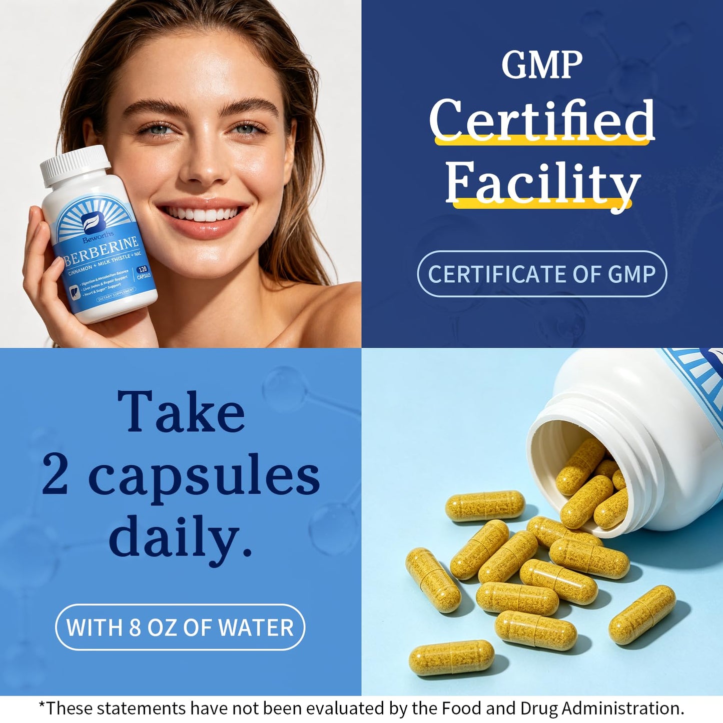 B BEWORTHS Berberine Supplement Capsules 240